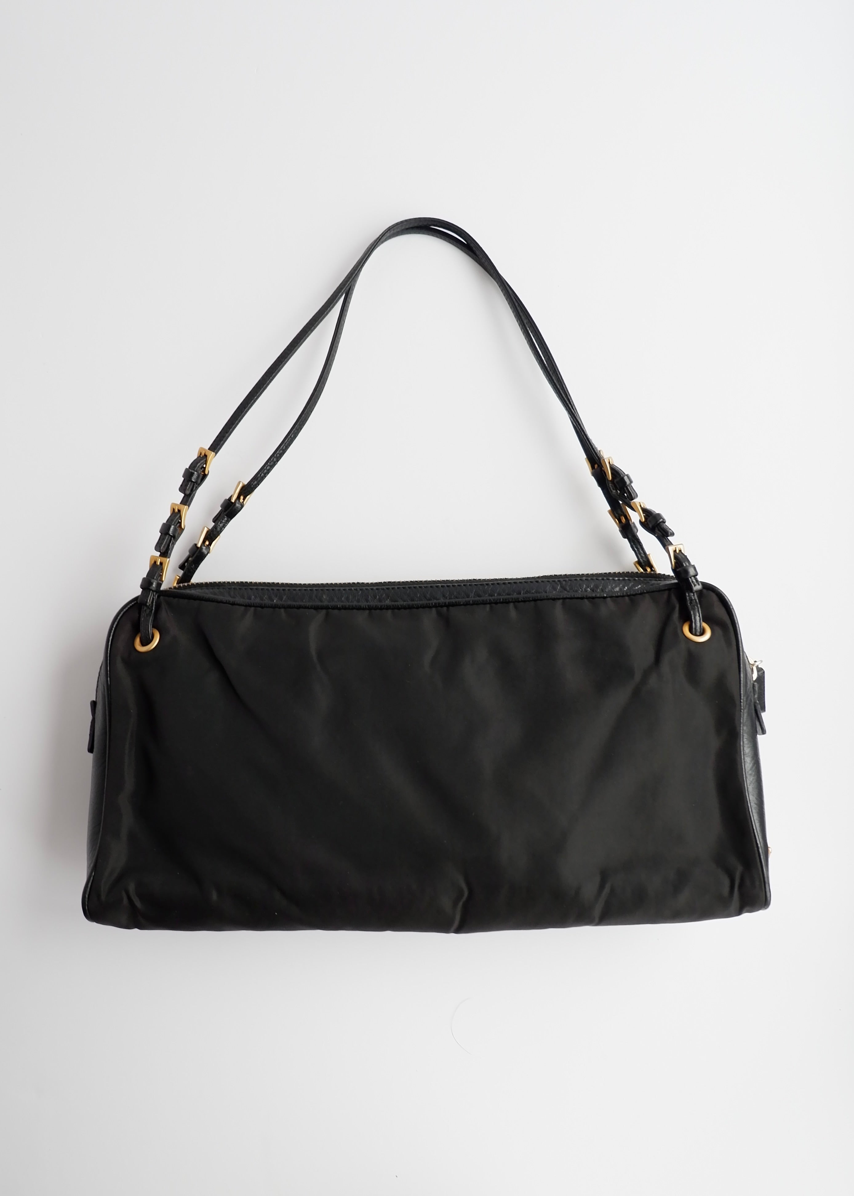 Authentic Preowned Prada Nylon/Leather Black Thin Strap Shoulder Bag GWH