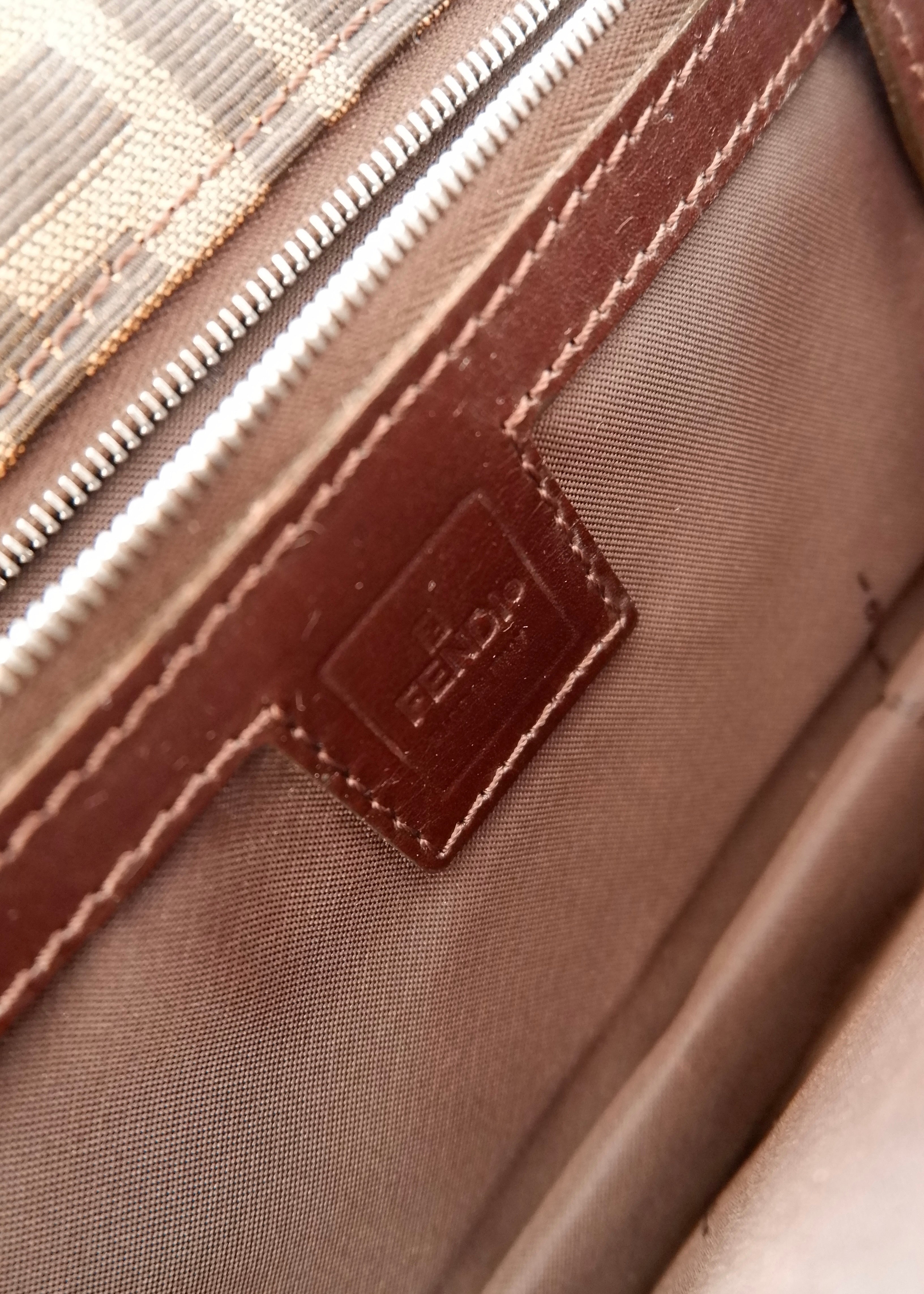 Authentic Preowned Vintage Fendi Brown Zucca Shoulder Bag