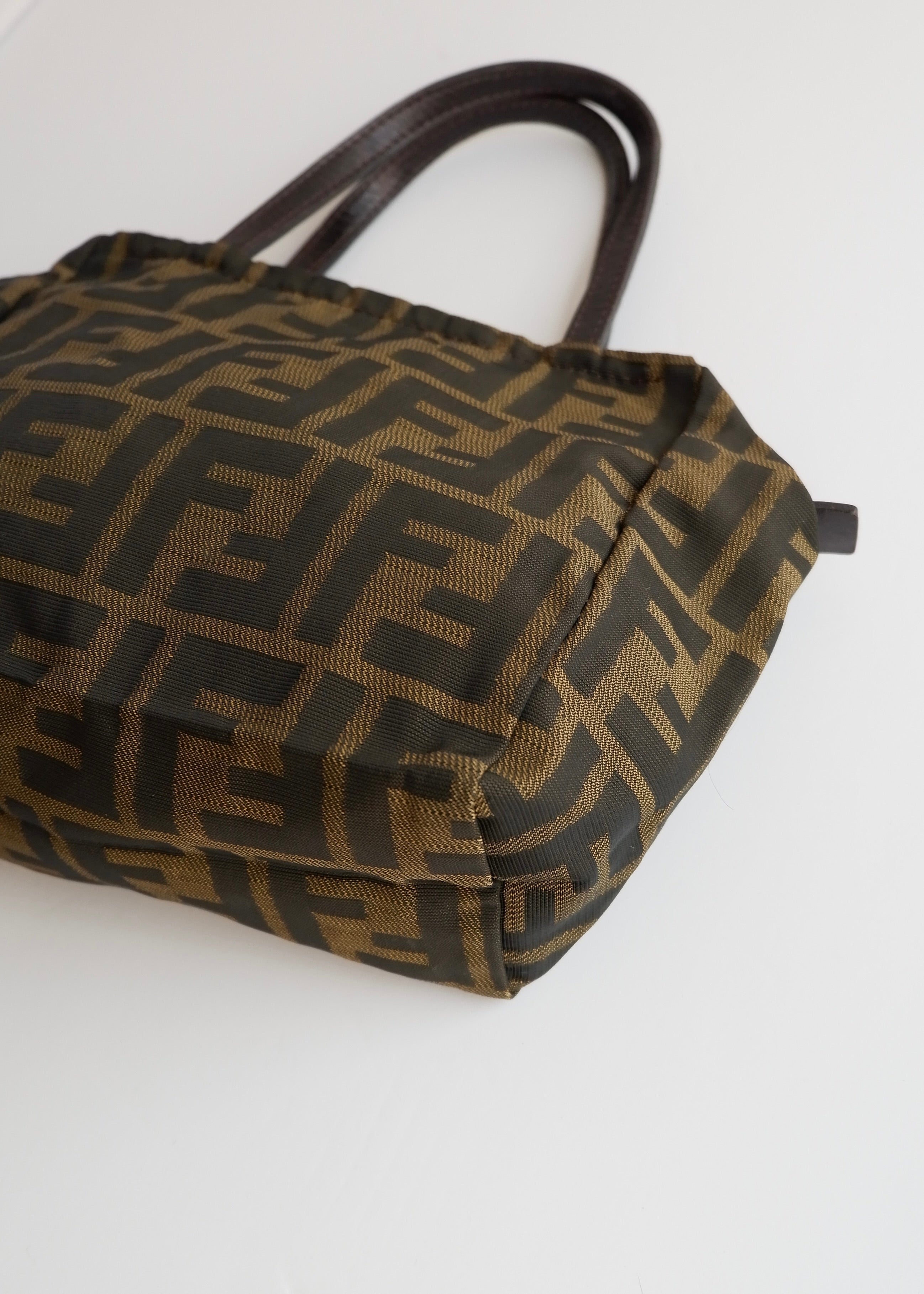 Authentic Preowned Vintage Fenci Brown Canvas Zucca Mini Handbag