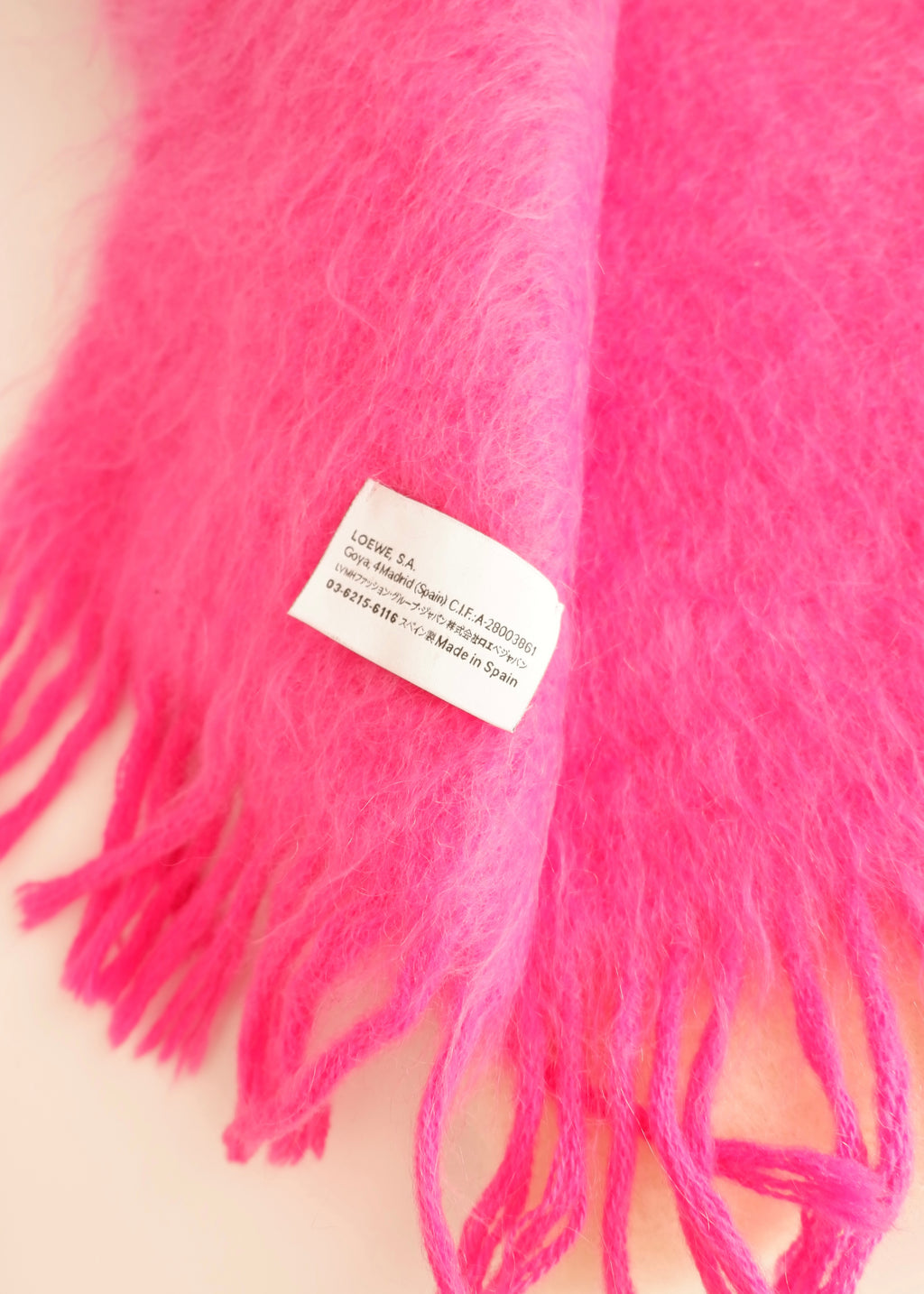 Authentic Preowned Loewe Pink Mohair Scarf