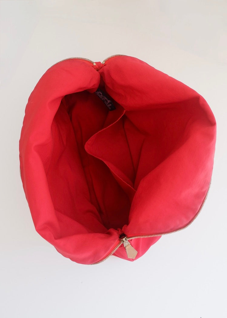 Preowned Hermes Red Canvas Boldie Cosmetic Bag