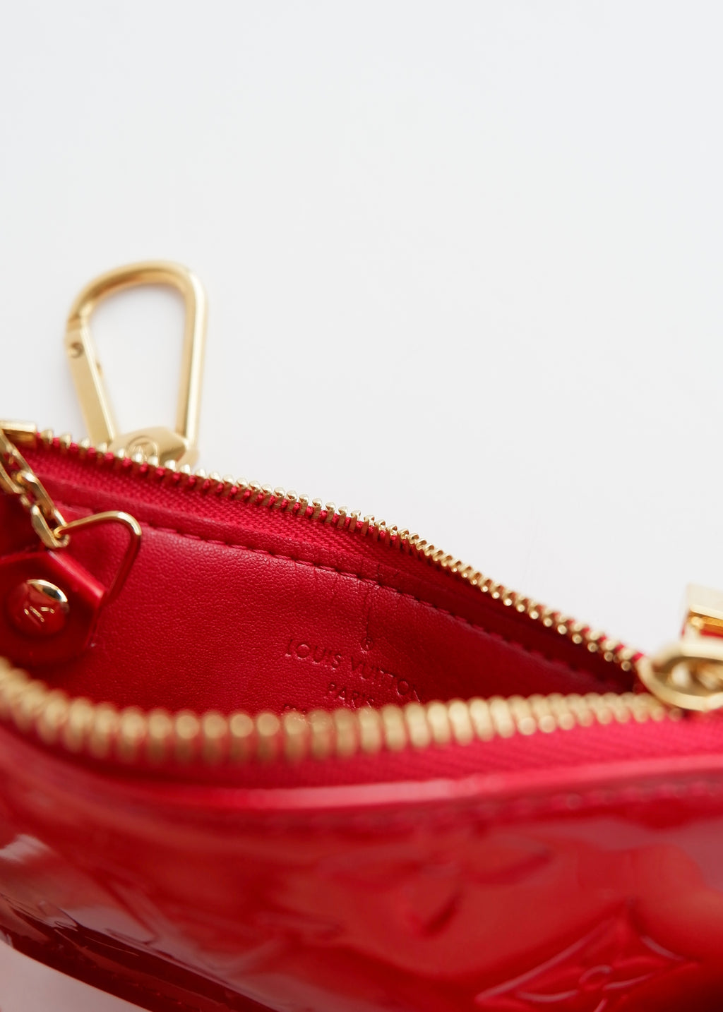 Authentic Preowned Louis Vuitton Monogram Red Vernis Pochette Cle