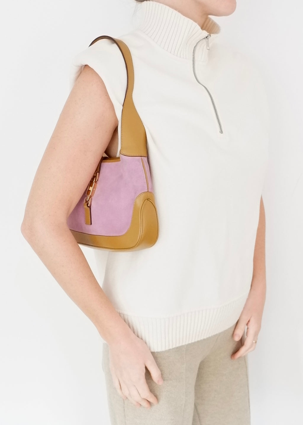 Authentic Preowned Gucci Purple/Tan Suede/Leather Jackie Shoulder Bag