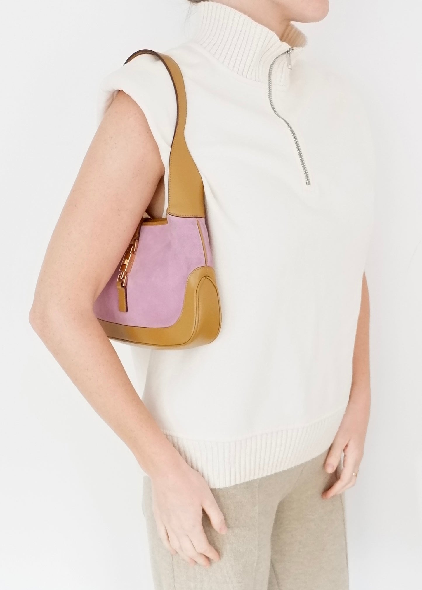 Authentic Preowned Gucci Purple/Tan Suede/Leather Jackie Shoulder Bag