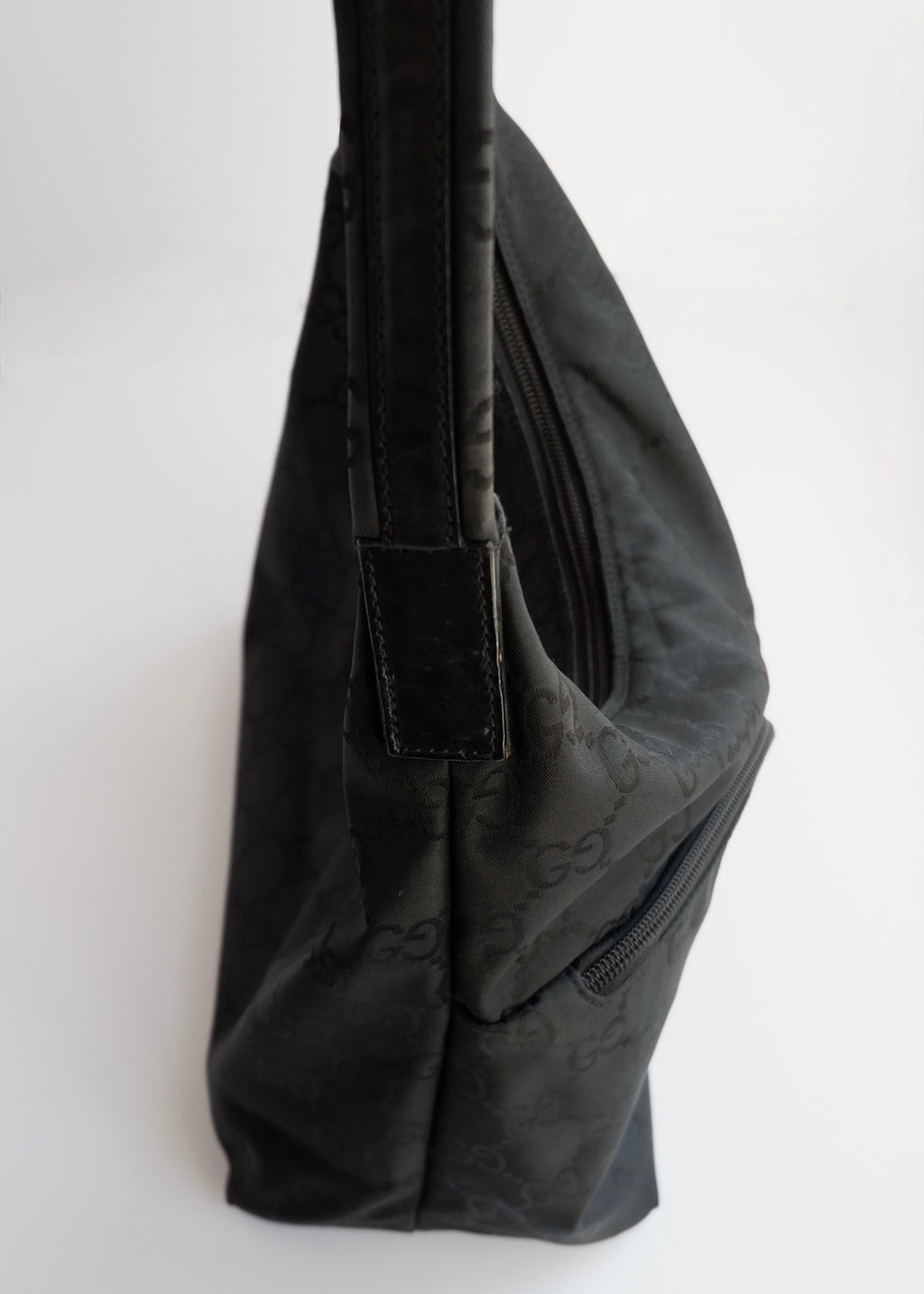 Authentic Preowned Gucci Black GG Nylon Side Pocket Shoulder Bag