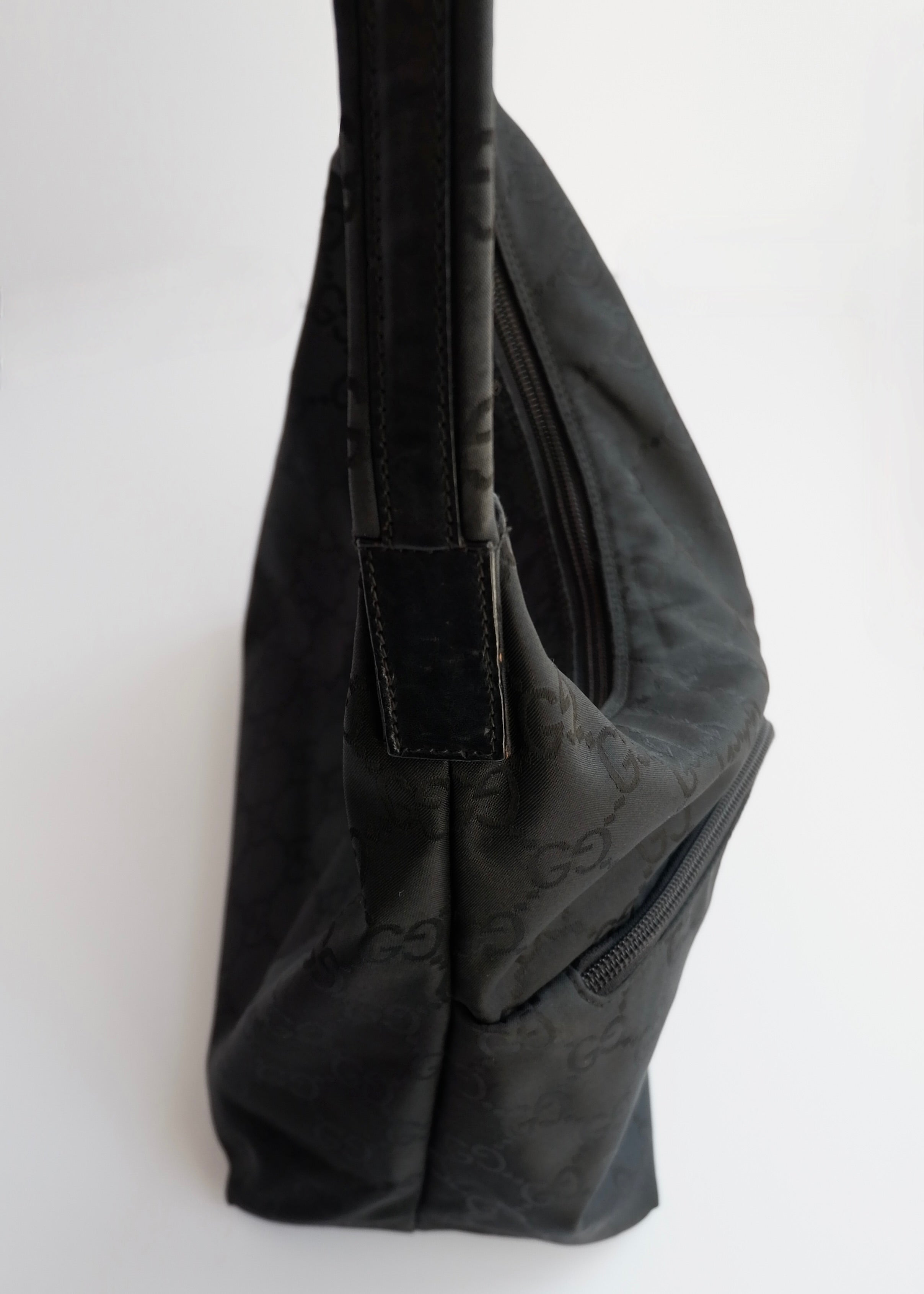 Authentic Preowned Gucci Black GG Nylon Side Pocket Shoulder Bag