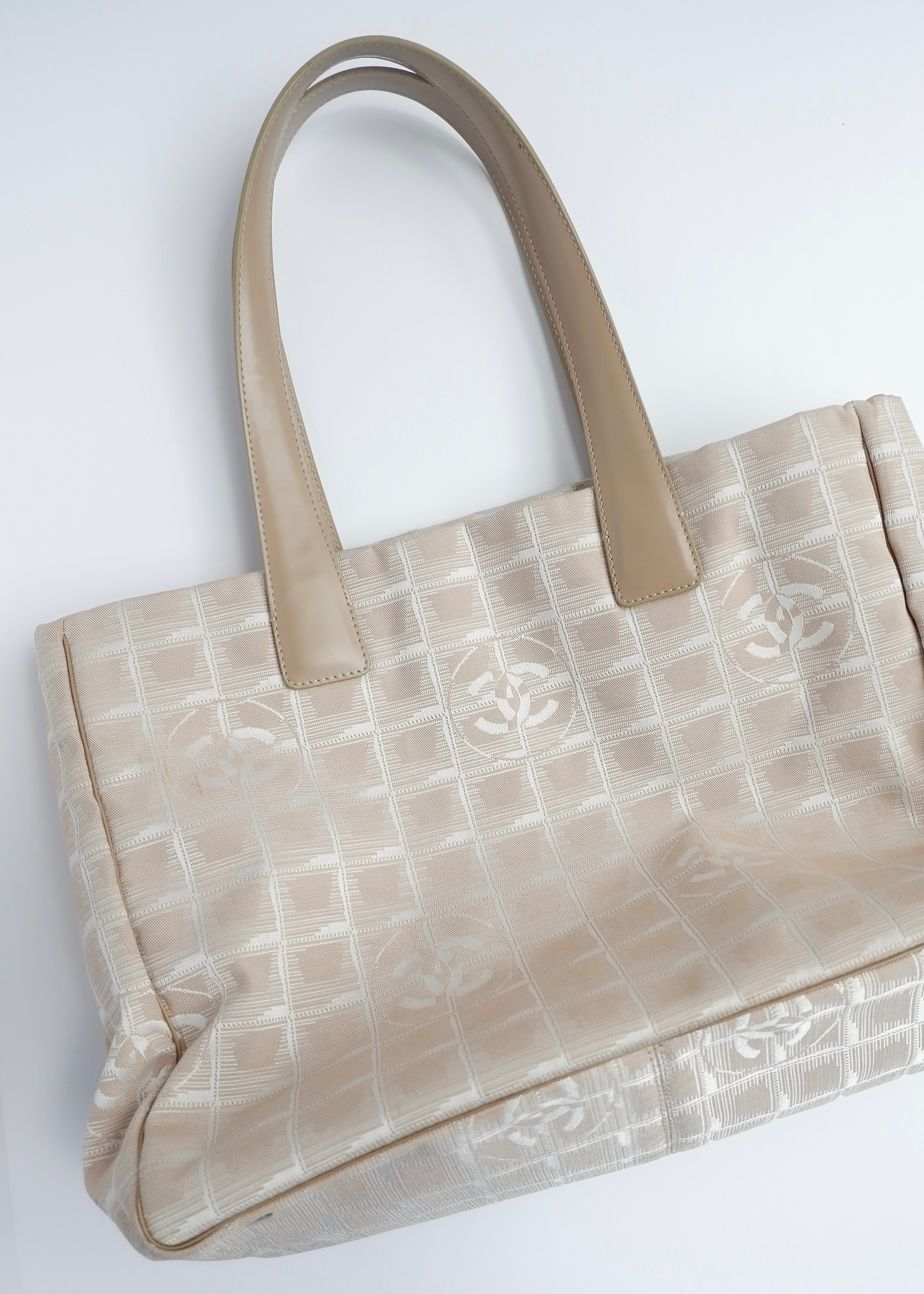 Authentic Preowned Chanel Beige Canvas/ Leather Travel Line Tote Bag