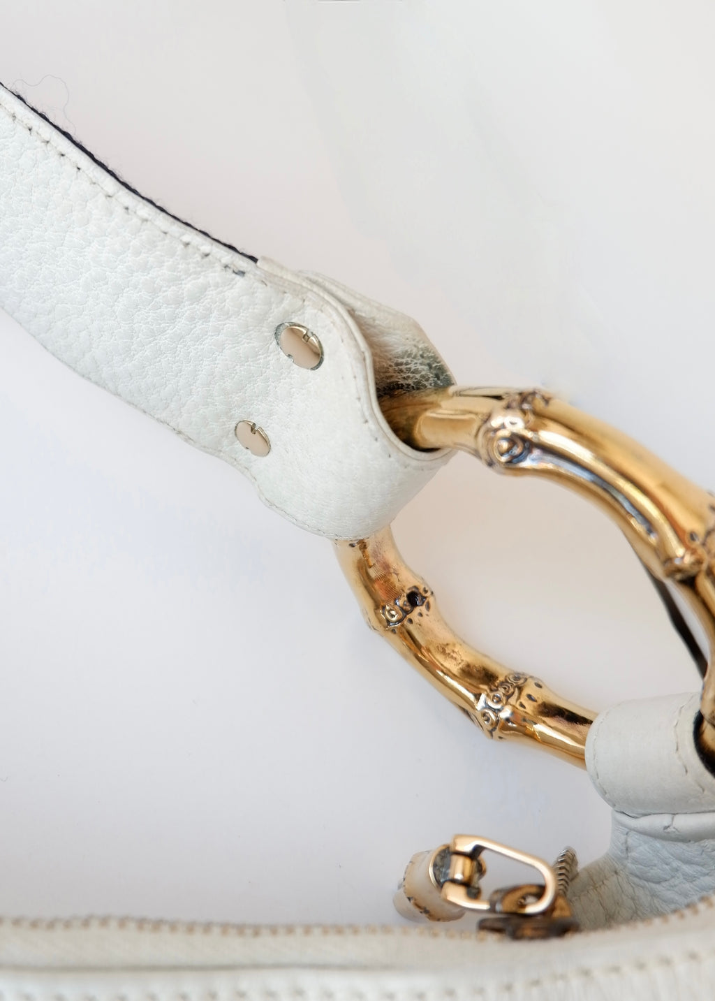 Preowned Gucci White Leather Sherry Line Hobo Shoulder Bag