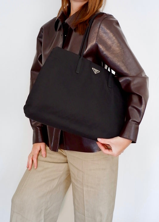 Authentic Preowned Prada Black Nylon Thin Strap Tote Bag
