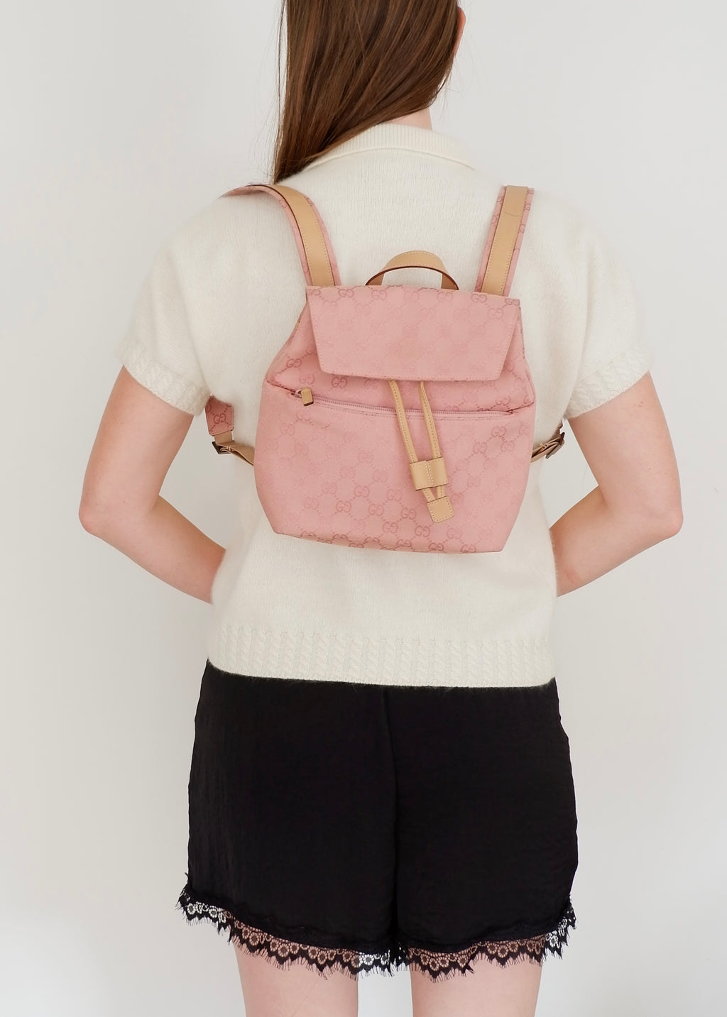 Preowned Vintage Gucci Pink GG Canvas Mini Backpack