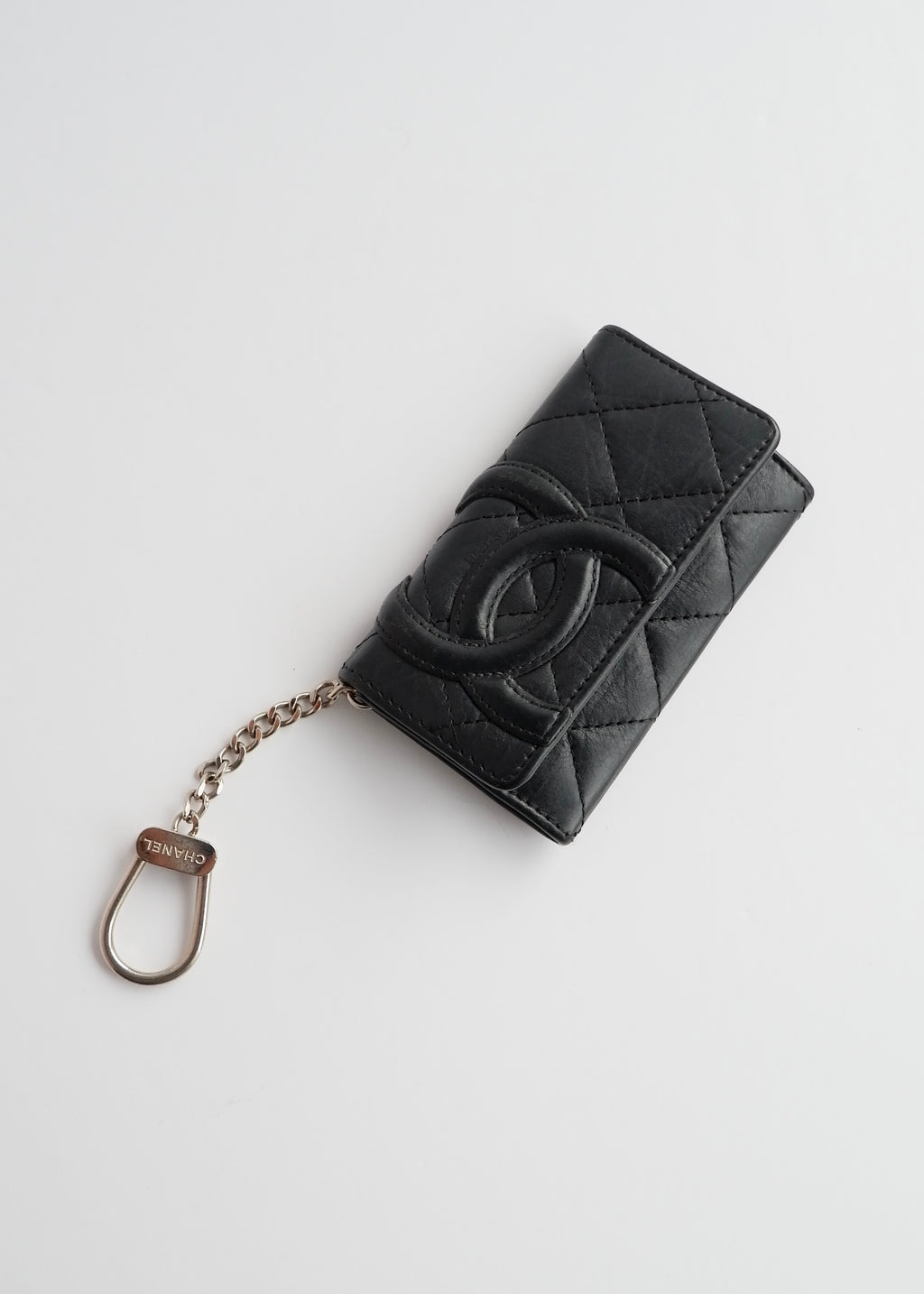 Authentic Preowned Chanel Black Leather Cambon Key Case