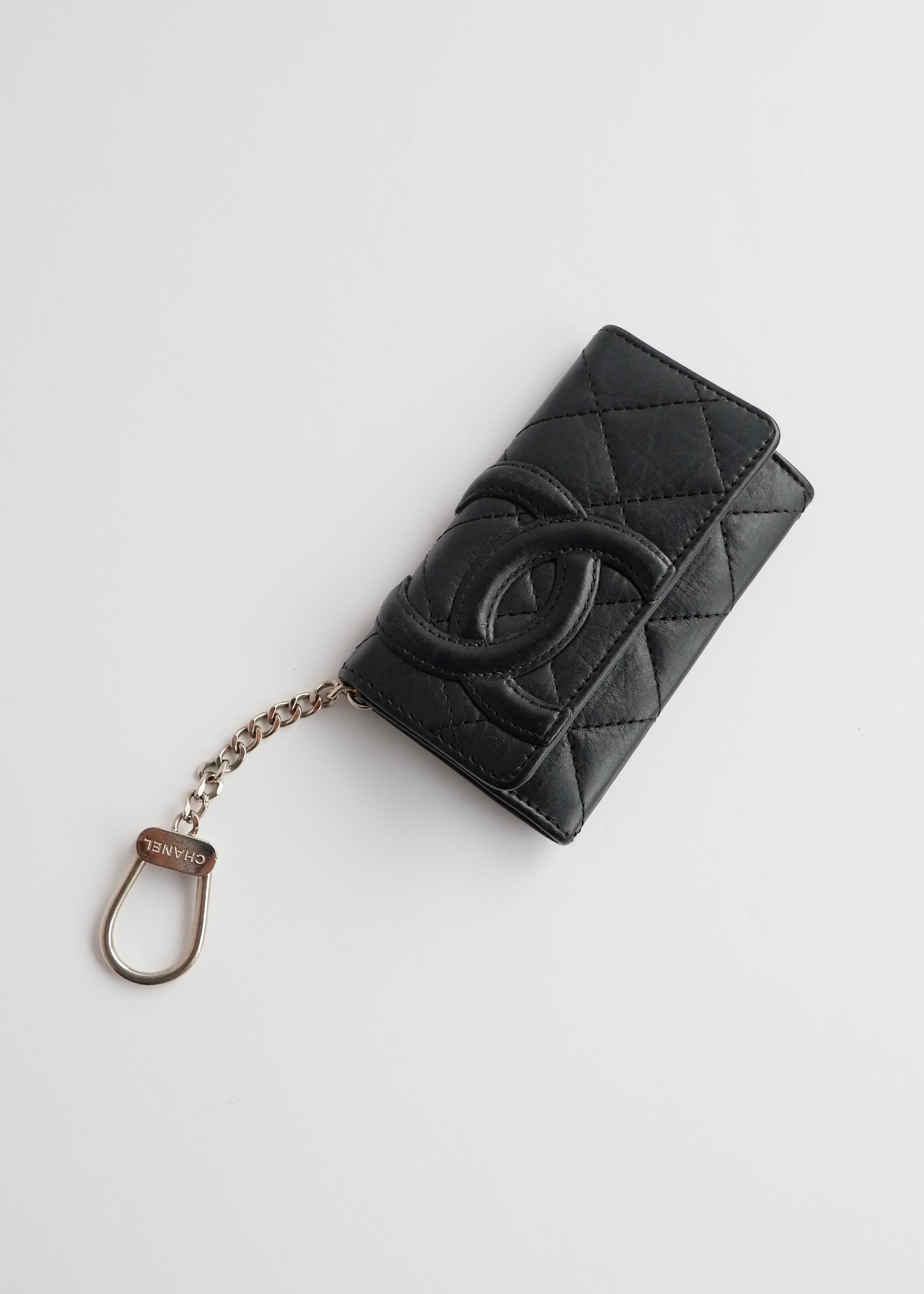 Authentic Preowned Chanel Black Leather Cambon Key Case