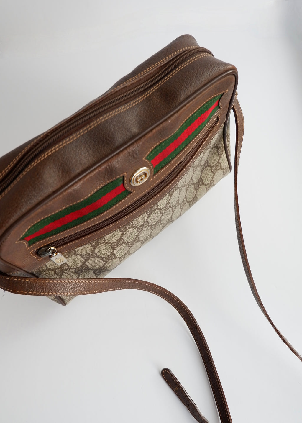 Authentic Preowned Vintage Gucci Brown GG Coated Canvas Crossbody Bag