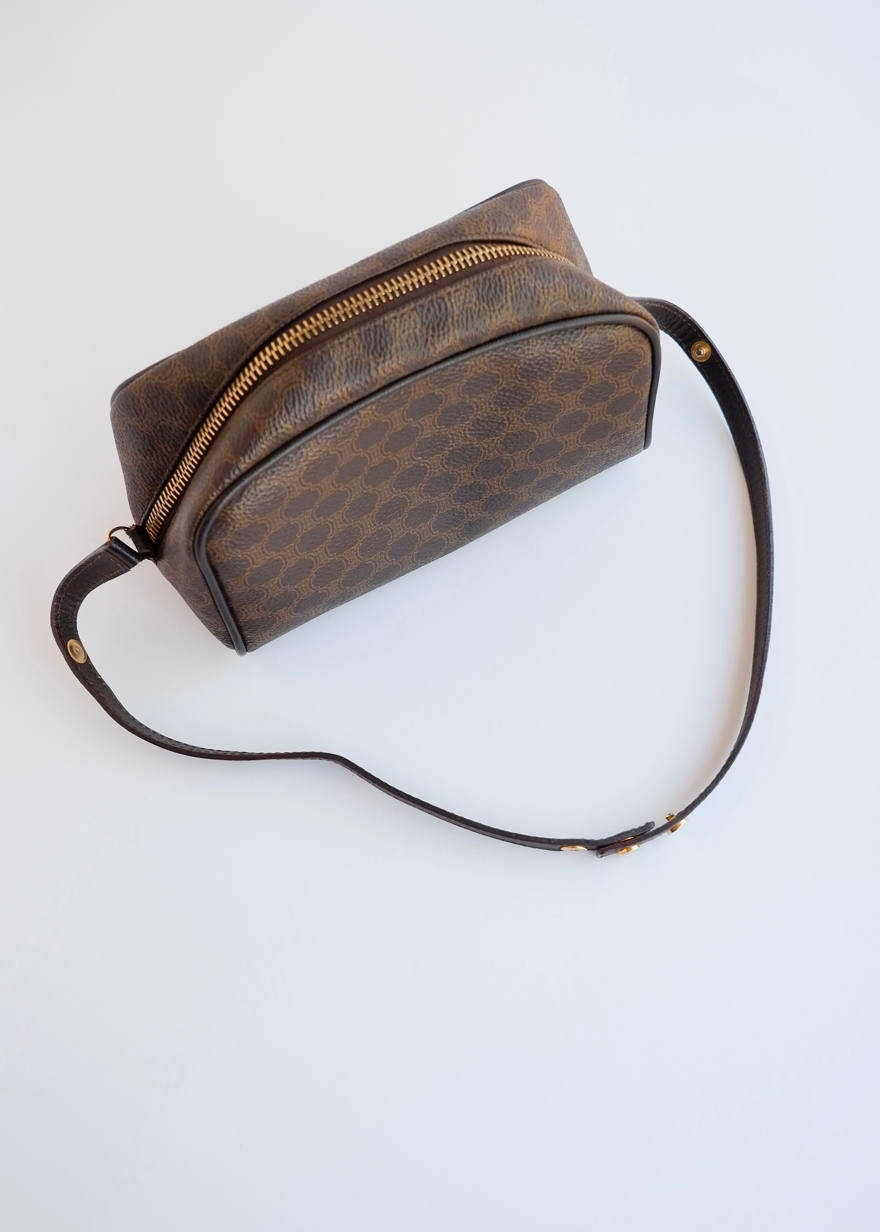 Authentic Preowned Vintage Celine Brown Coated Canvas Macadam Micro Shoulder Bag