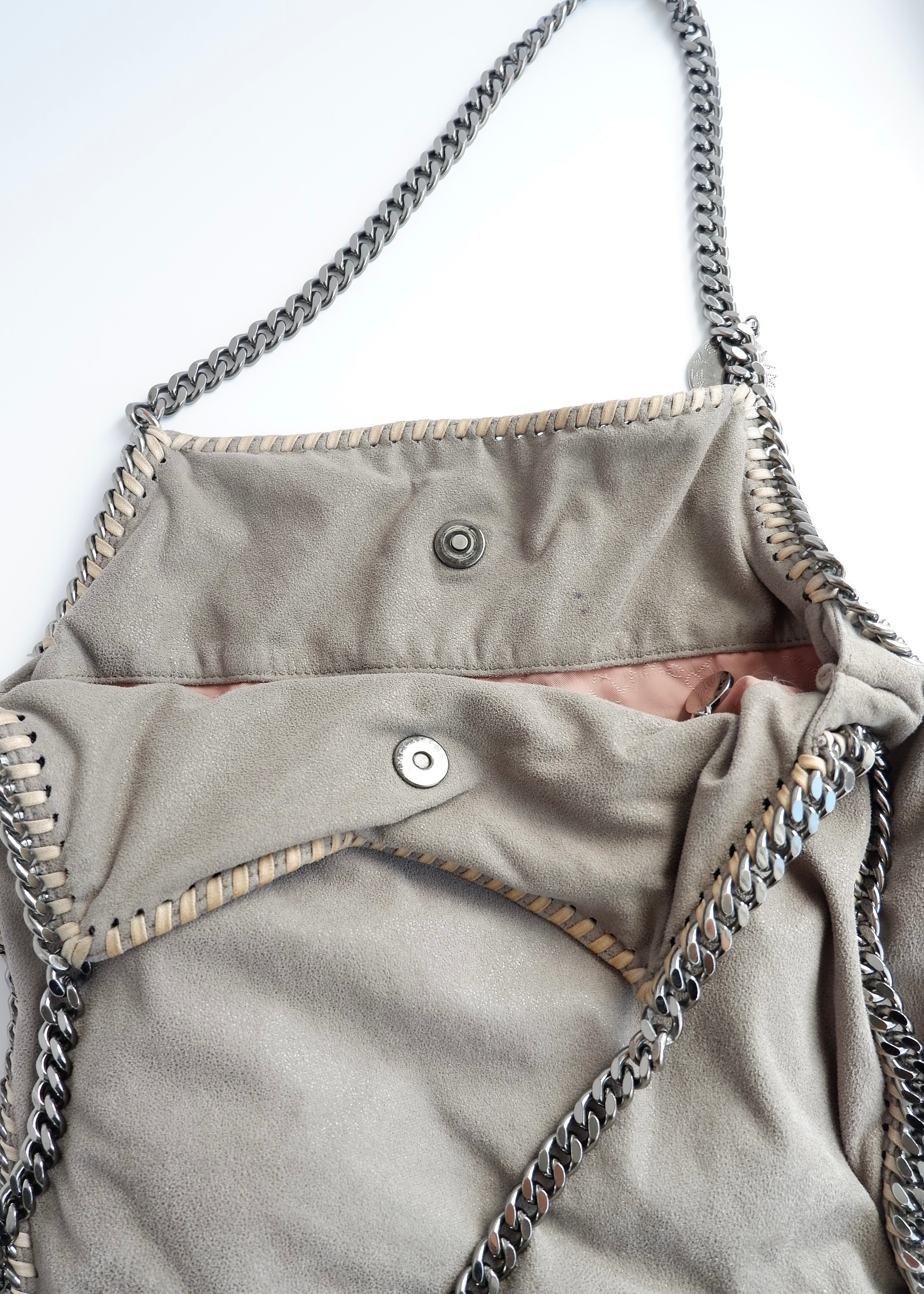 Sac porté épaule Stella McCartney Falabella en tissu gris authentique d'occasion