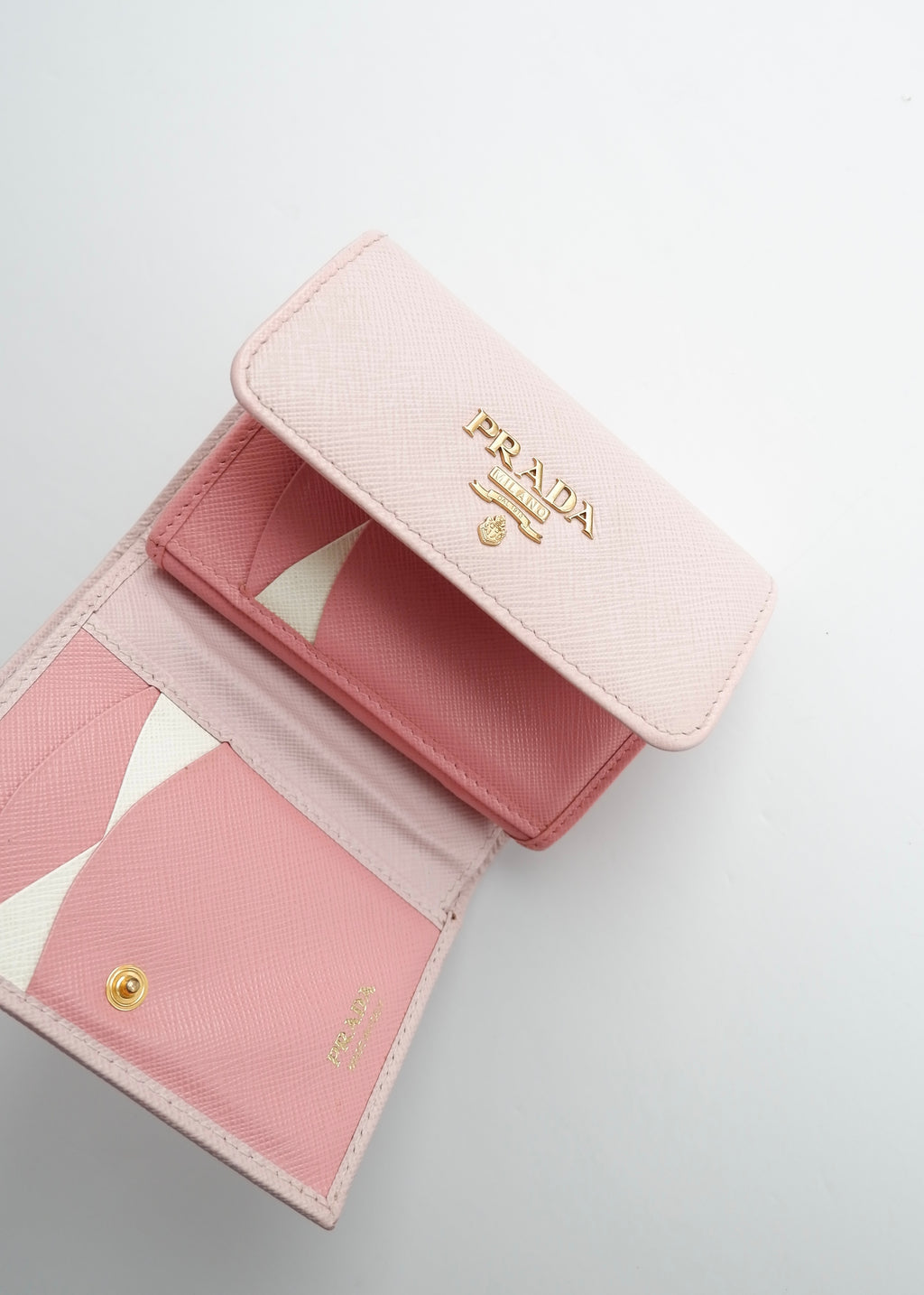 Authentic Preowned Prada Baby Pink Saffiano Leather Bi Fold Wallet