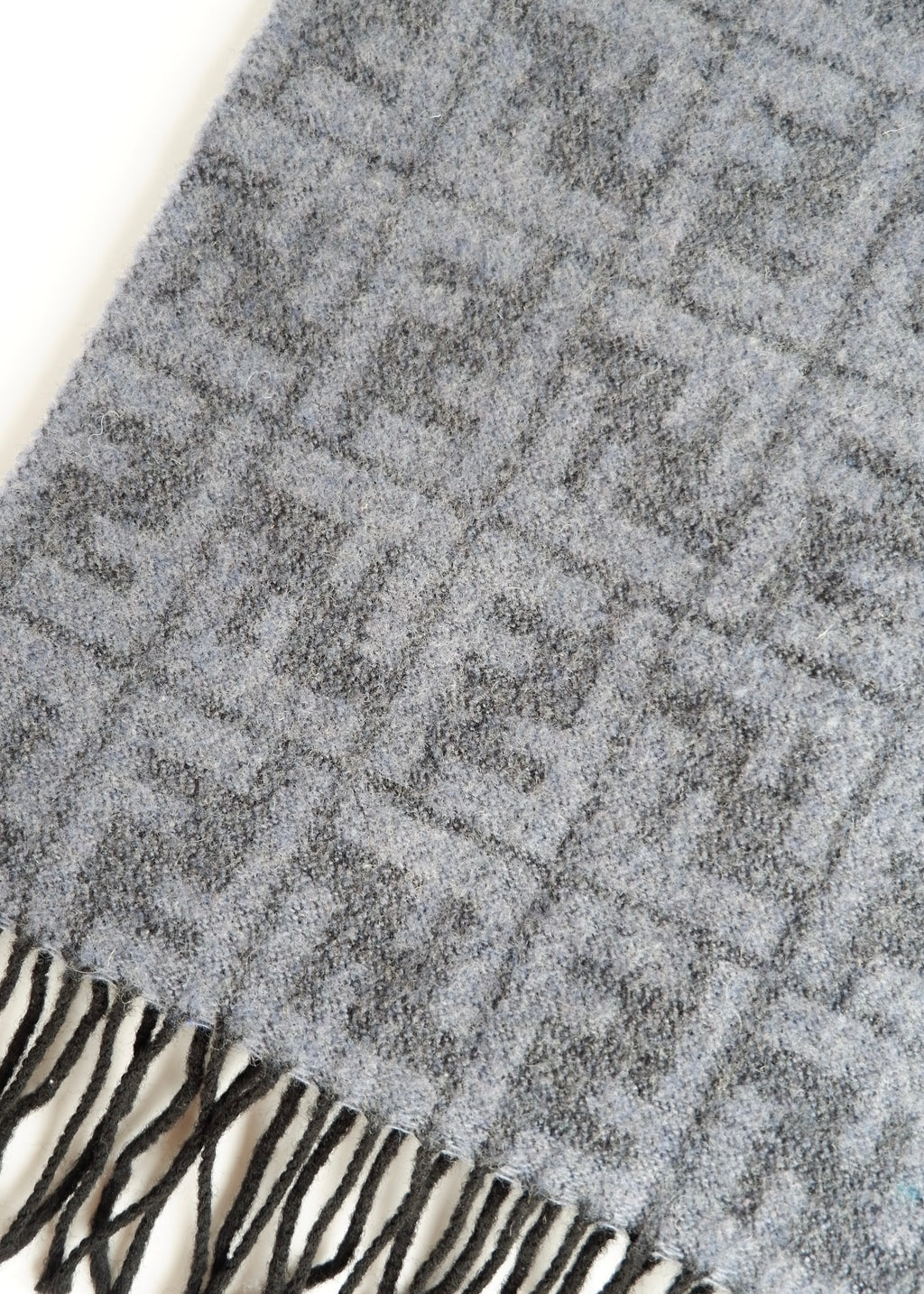Authentic Preowned Fendi Grey-Blue Zucca Print Wool Scarf