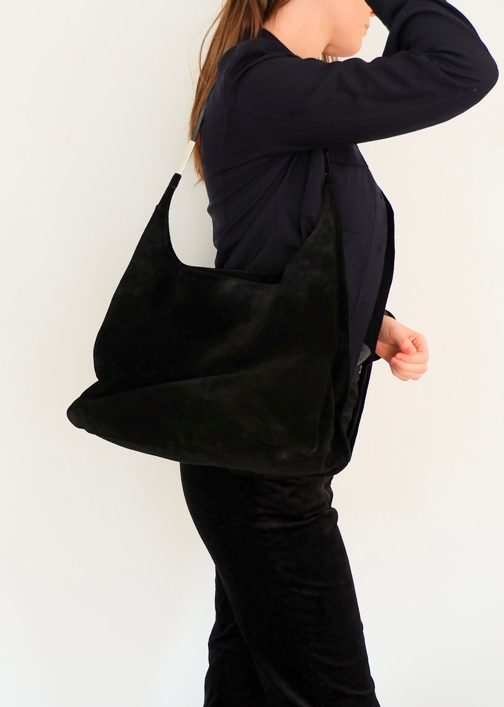 Authentic Preowned Gucci Black Suede Hobo Shoulder Bag