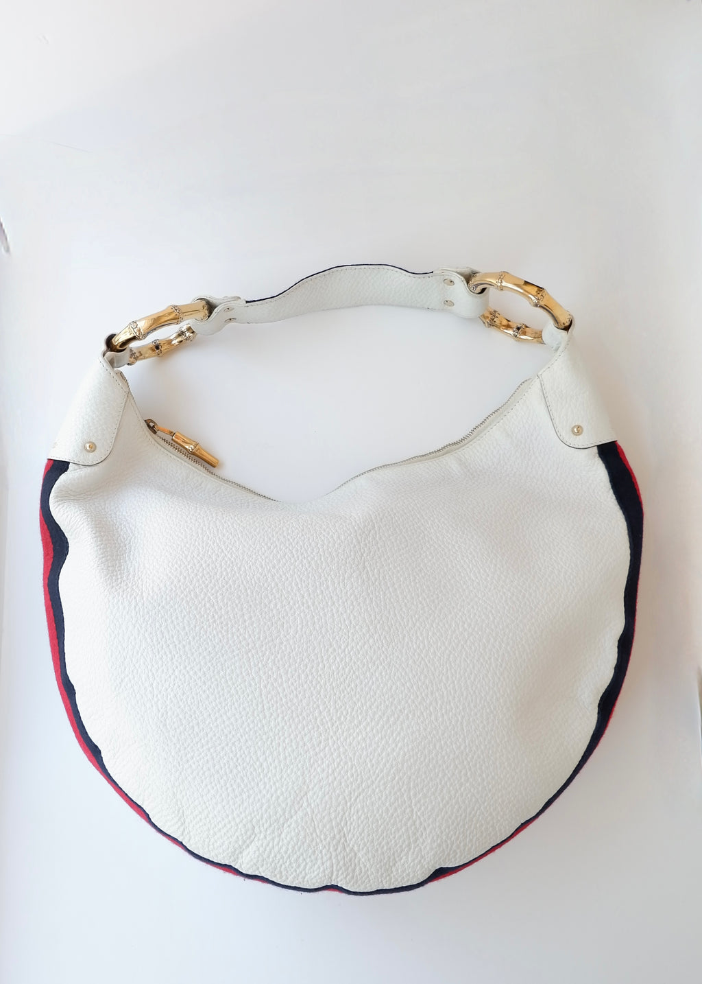 Preowned Gucci White Leather Sherry Line Hobo Shoulder Bag