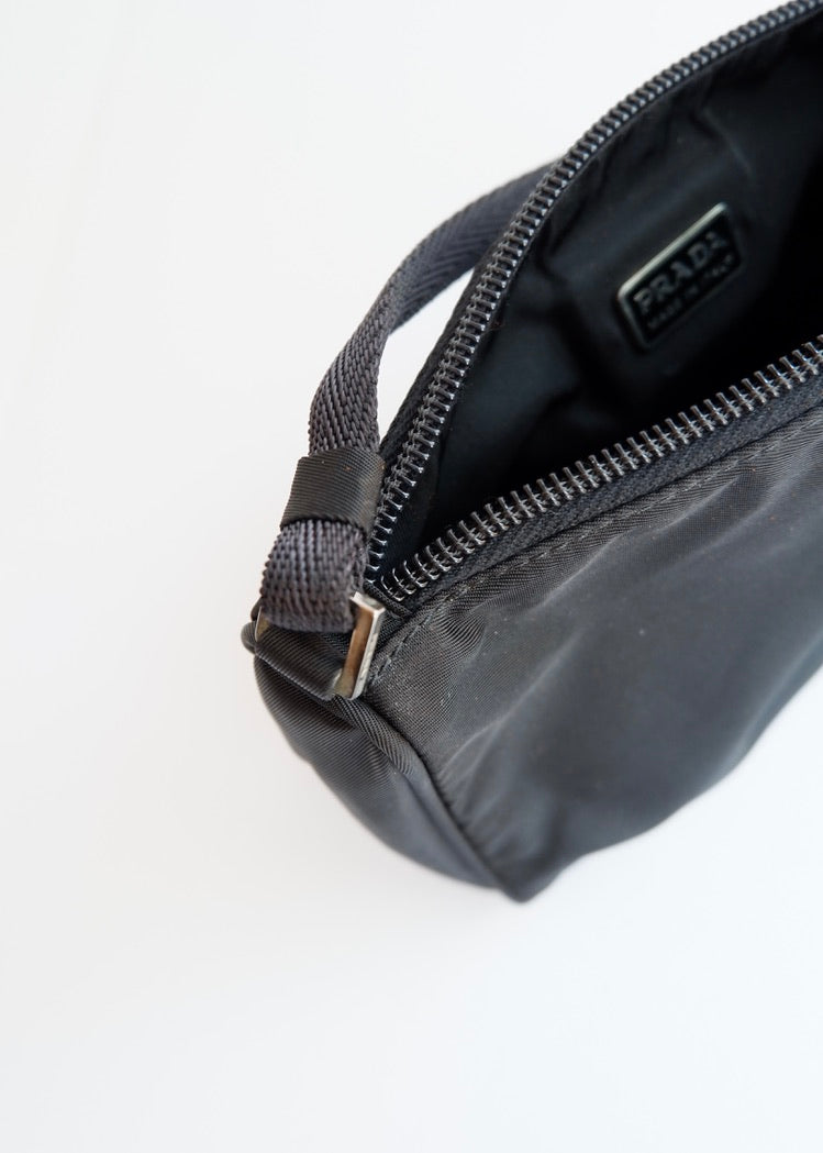 Preowned Prada Black Nylon Pochette Shoulder Bag