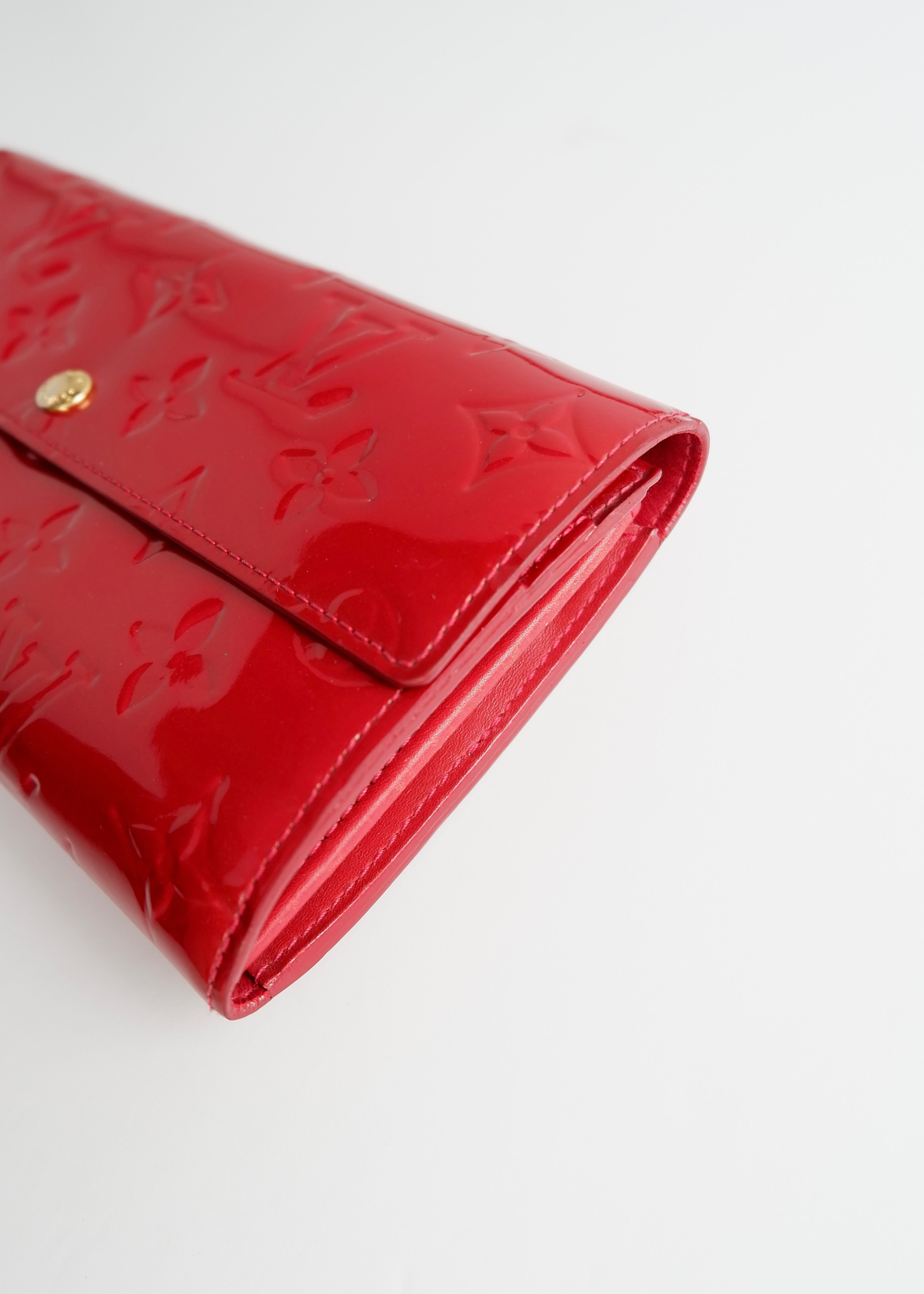 Authentic Preowned Louis Vuitton Red Monogram Vernis Long Sarah Wallet