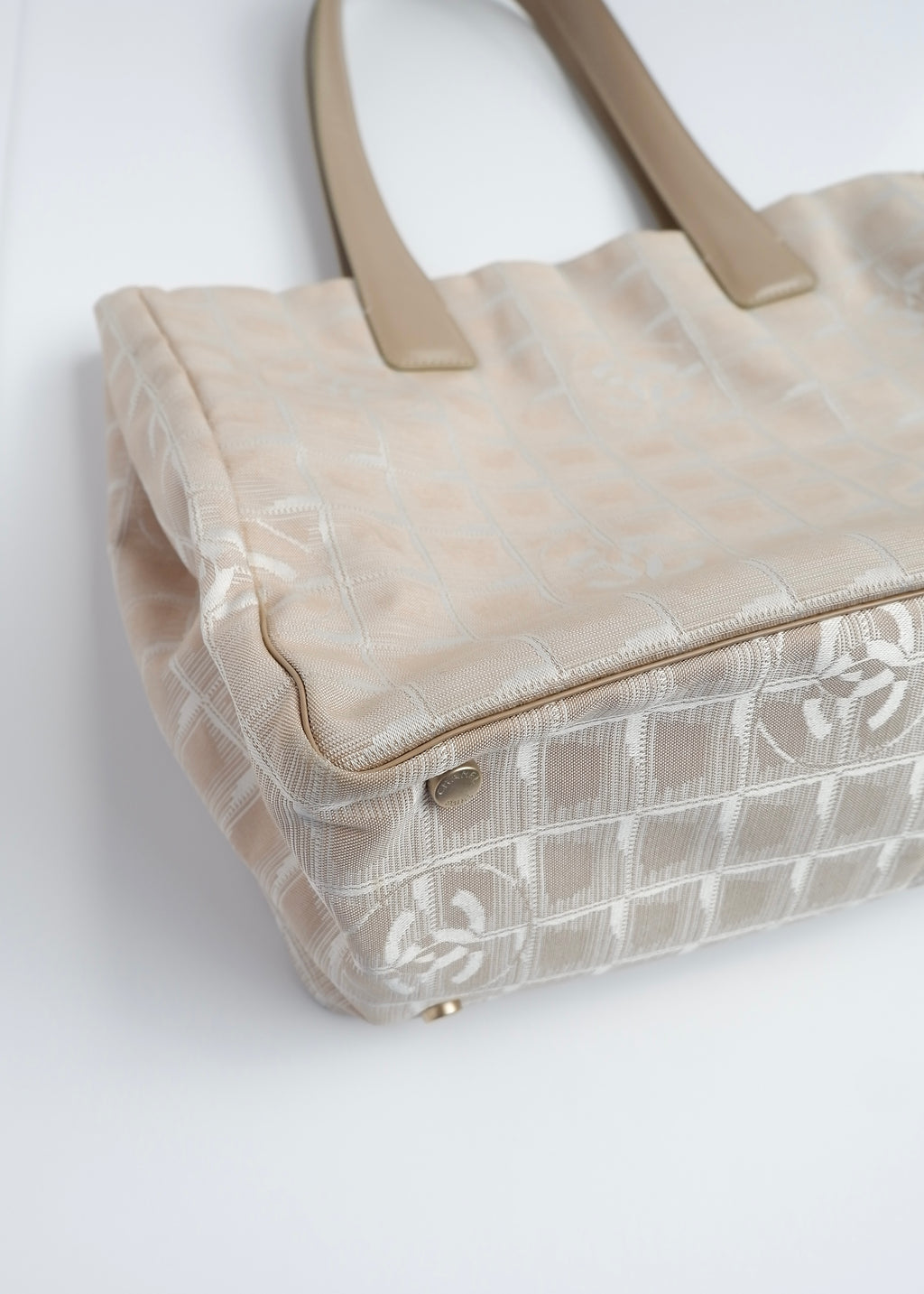 Authentic Preowned Chanel Beige Canvas/ Leather Travel Line Tote Bag