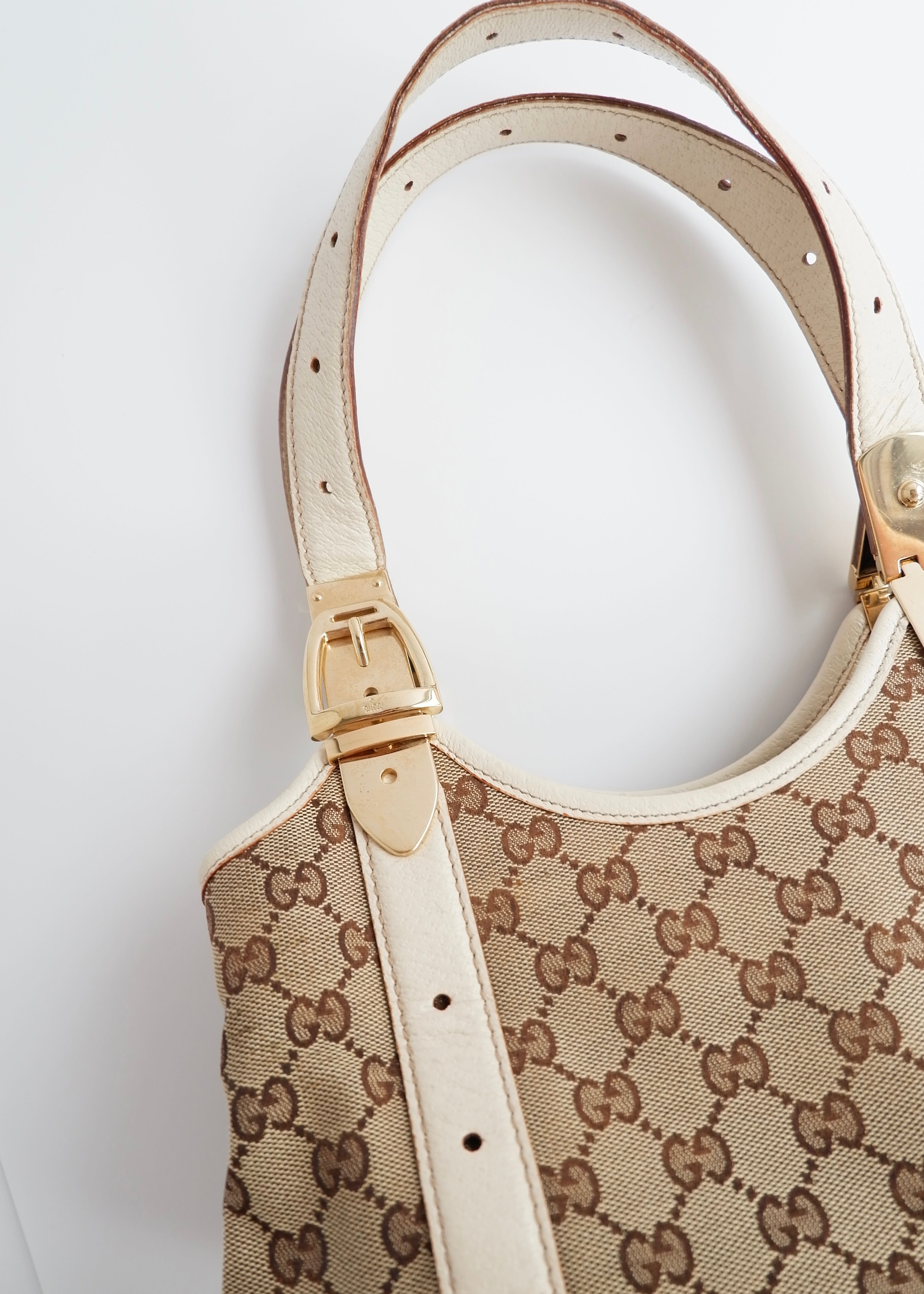Authentic Preowned Gucci White GG Canvas/Leather Small Shoulder Bag