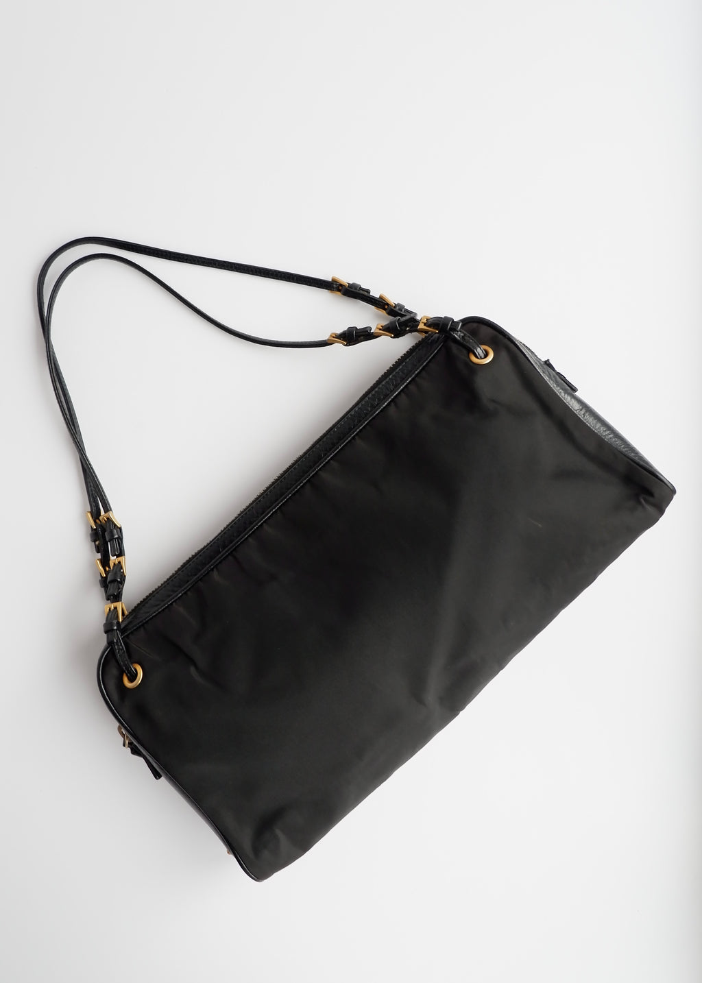 Authentic Preowned Prada Nylon/Leather Black Thin Strap Shoulder Bag GWH