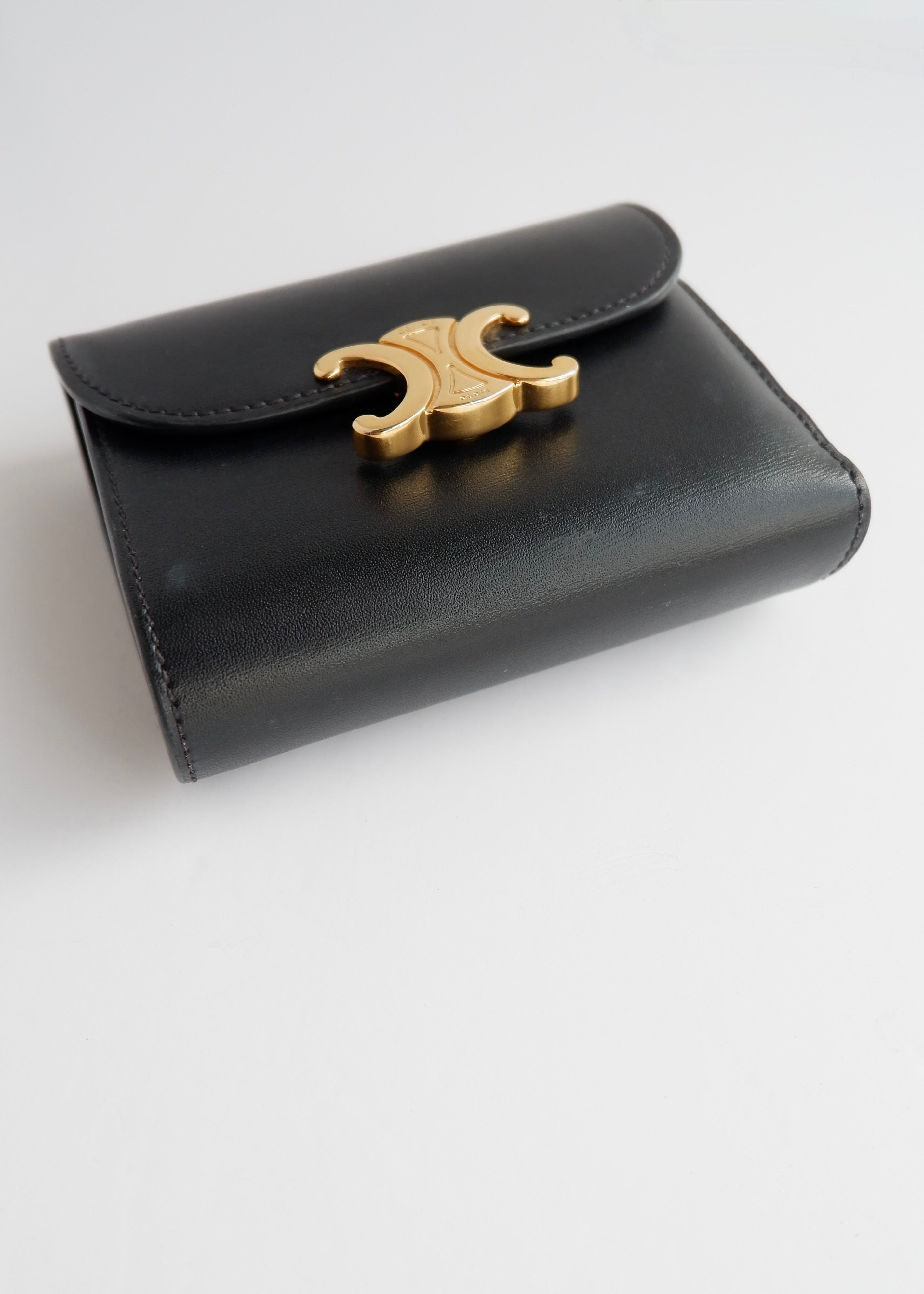 Portefeuille Celine Triomphe noir authentique d'occasion