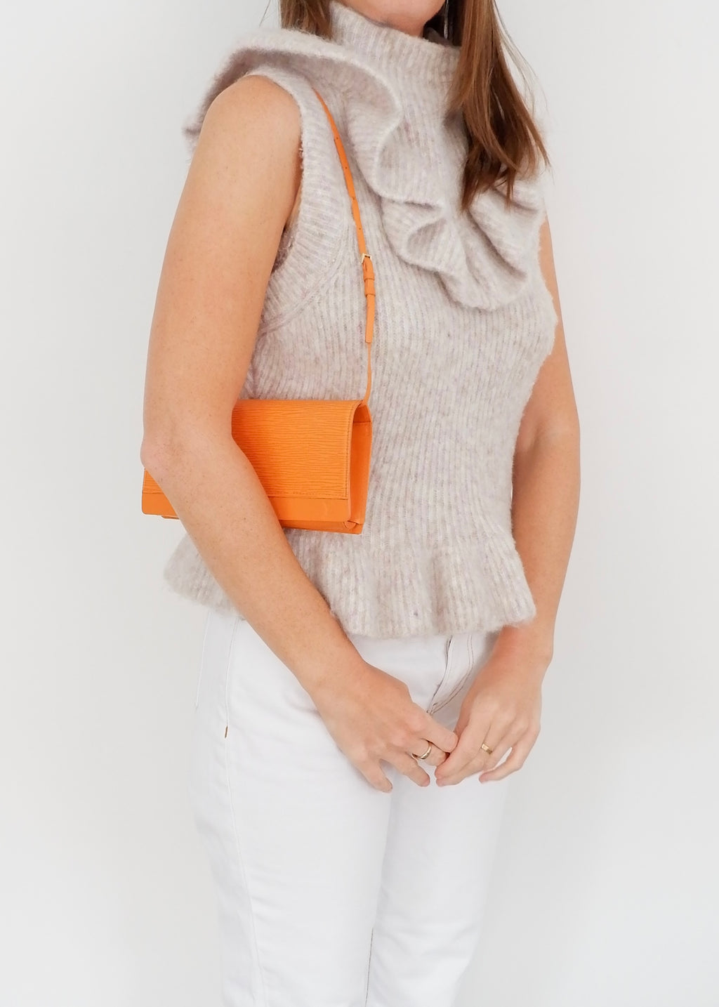 Authentic Preowned Louis Vuitton Orange Epi Leather Honfleur Shoulder Bag