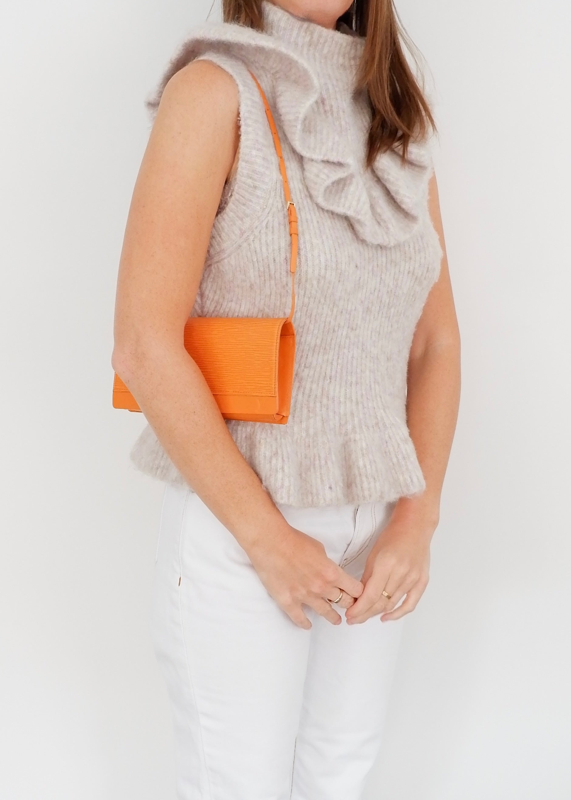 Authentic Preowned Louis Vuitton Orange Epi Leather Honfleur Shoulder Bag
