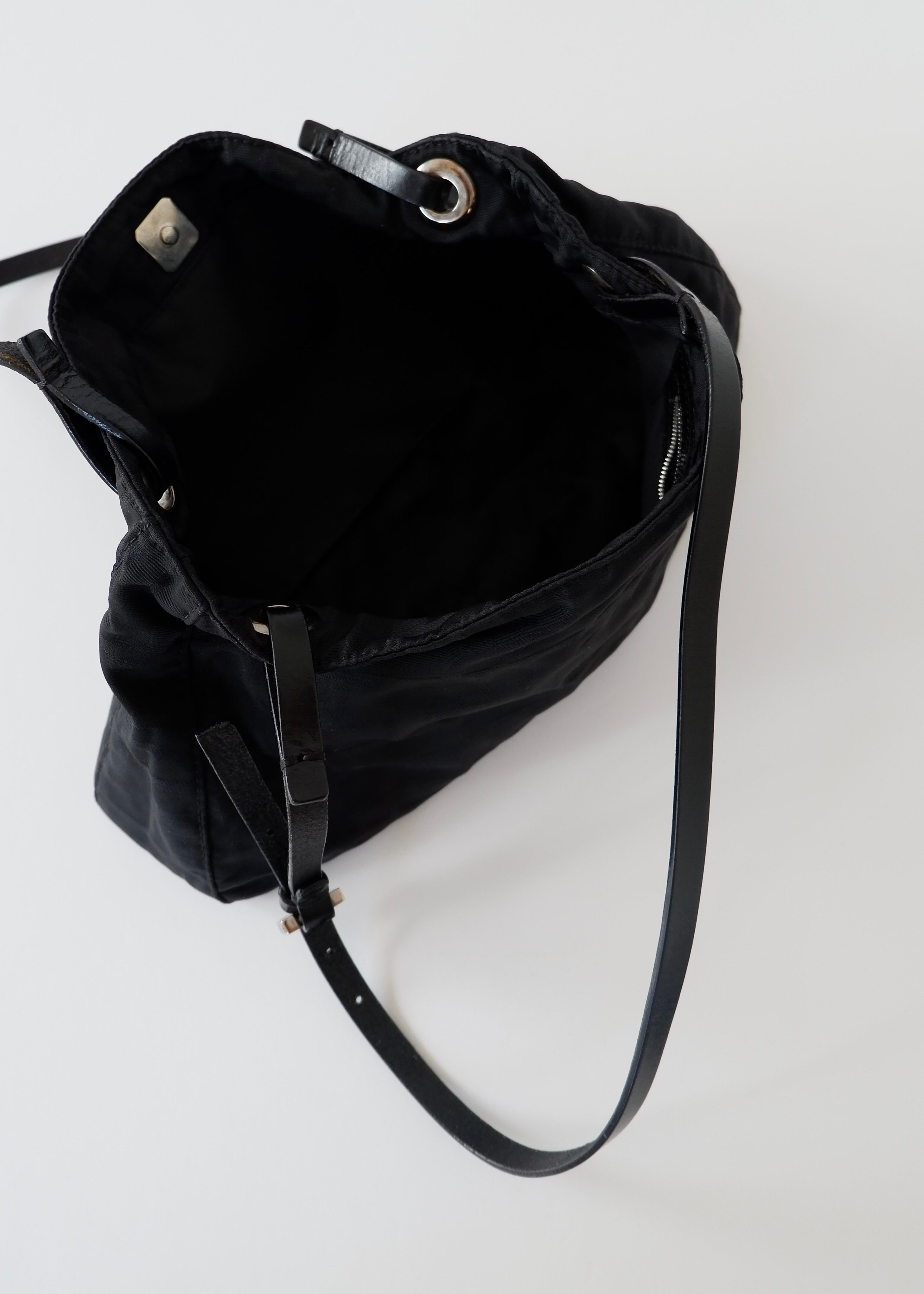 Authentic Preowned Fendi Black Zucca Canvas Shoulder Bag