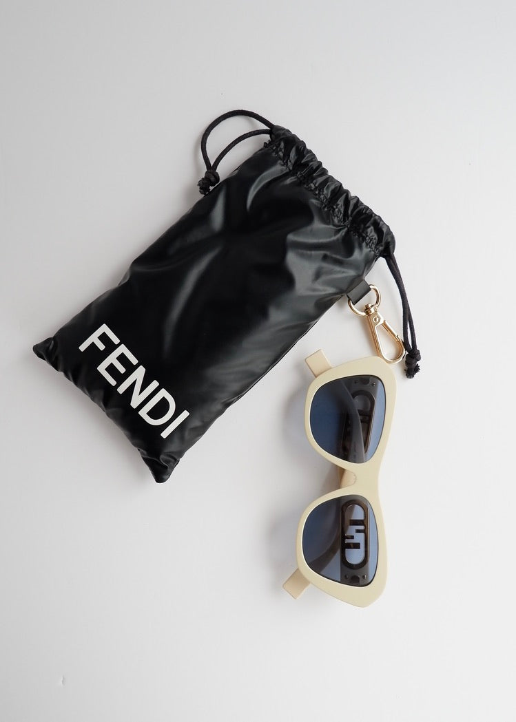 Preowned Fendi Beige Acetate Cat Eye Sunglasses