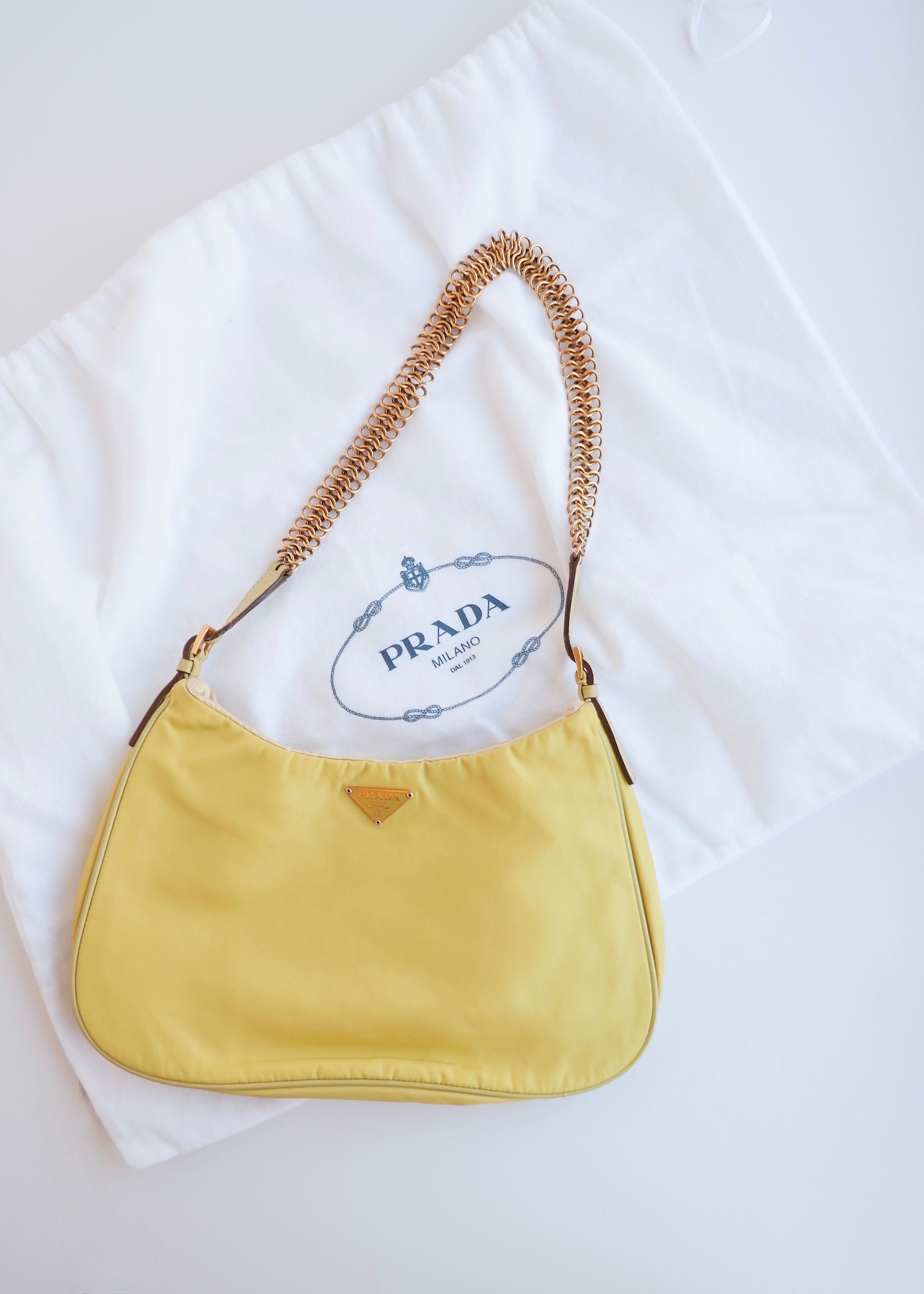 Authentic Preowned Prada Nylon Yellow Shoulder Bag