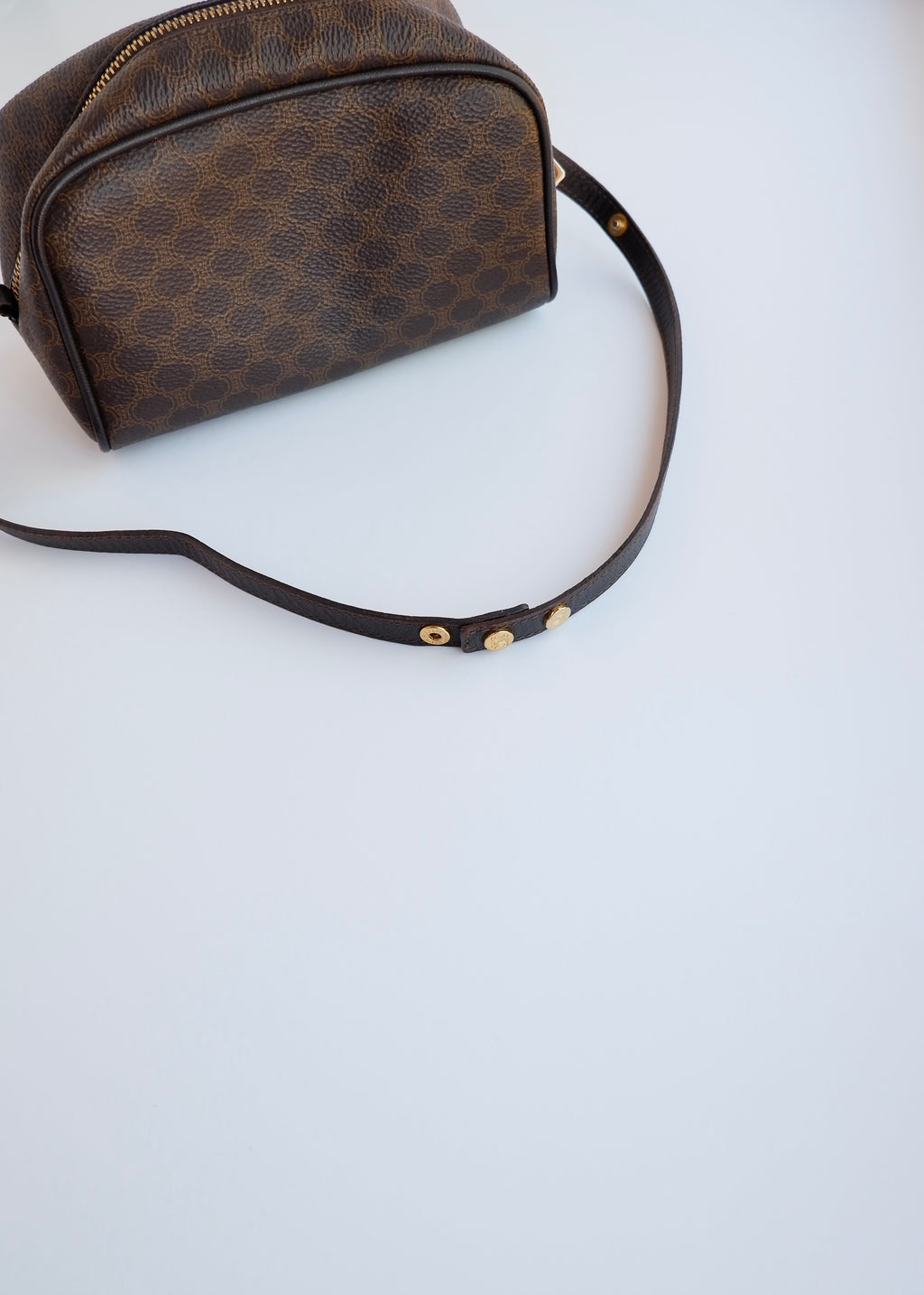 Authentic Preowned Vintage Celine Brown Coated Canvas Macadam Micro Shoulder Bag