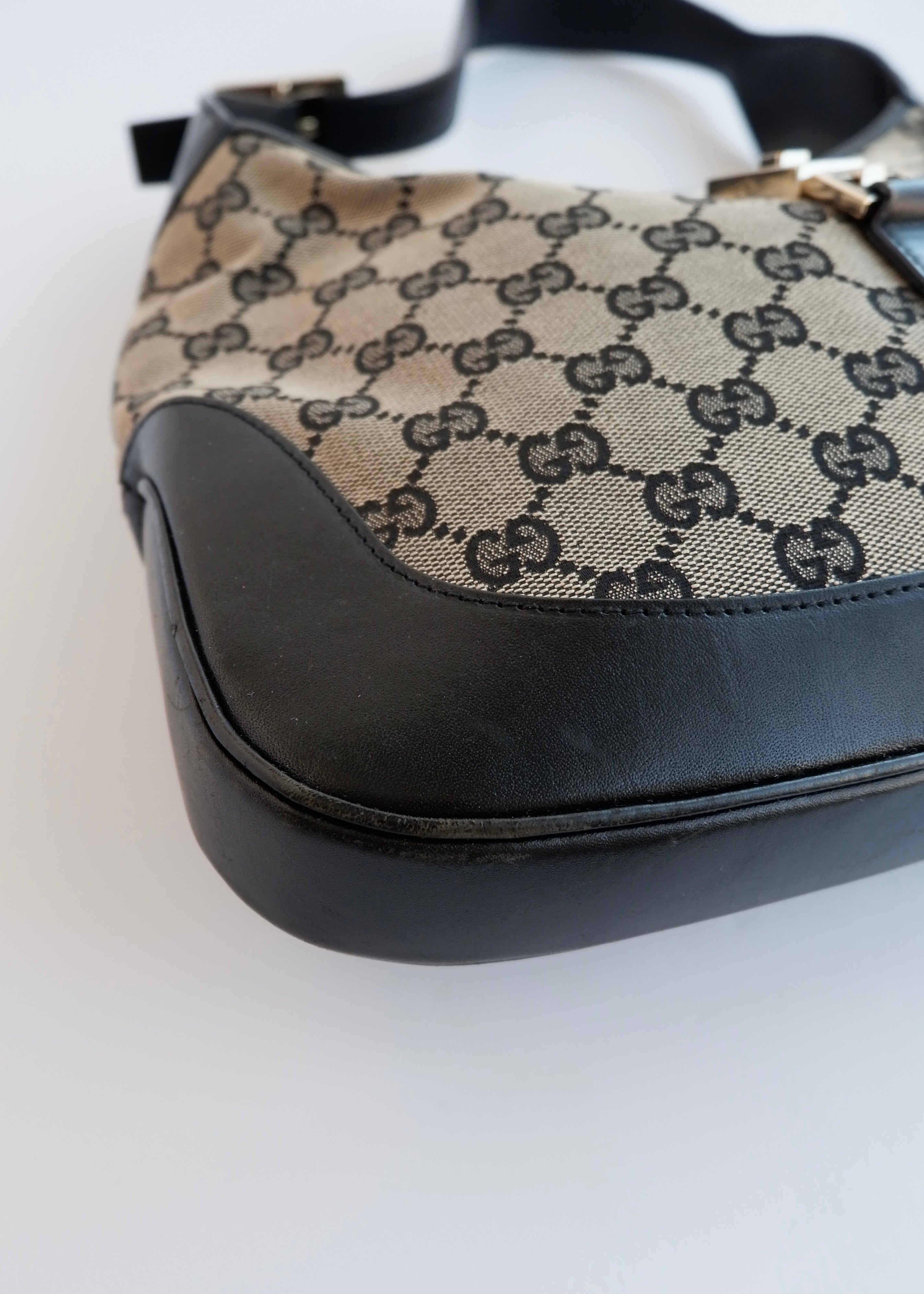 Authentic Preowned Gucci Black GG Canvas Jackie Shoulder Bag