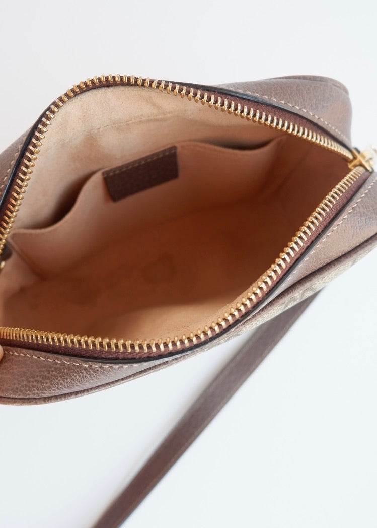 Authentique Sac bandoulière mini Ophidia Gucci en toile GG marron d'occasion