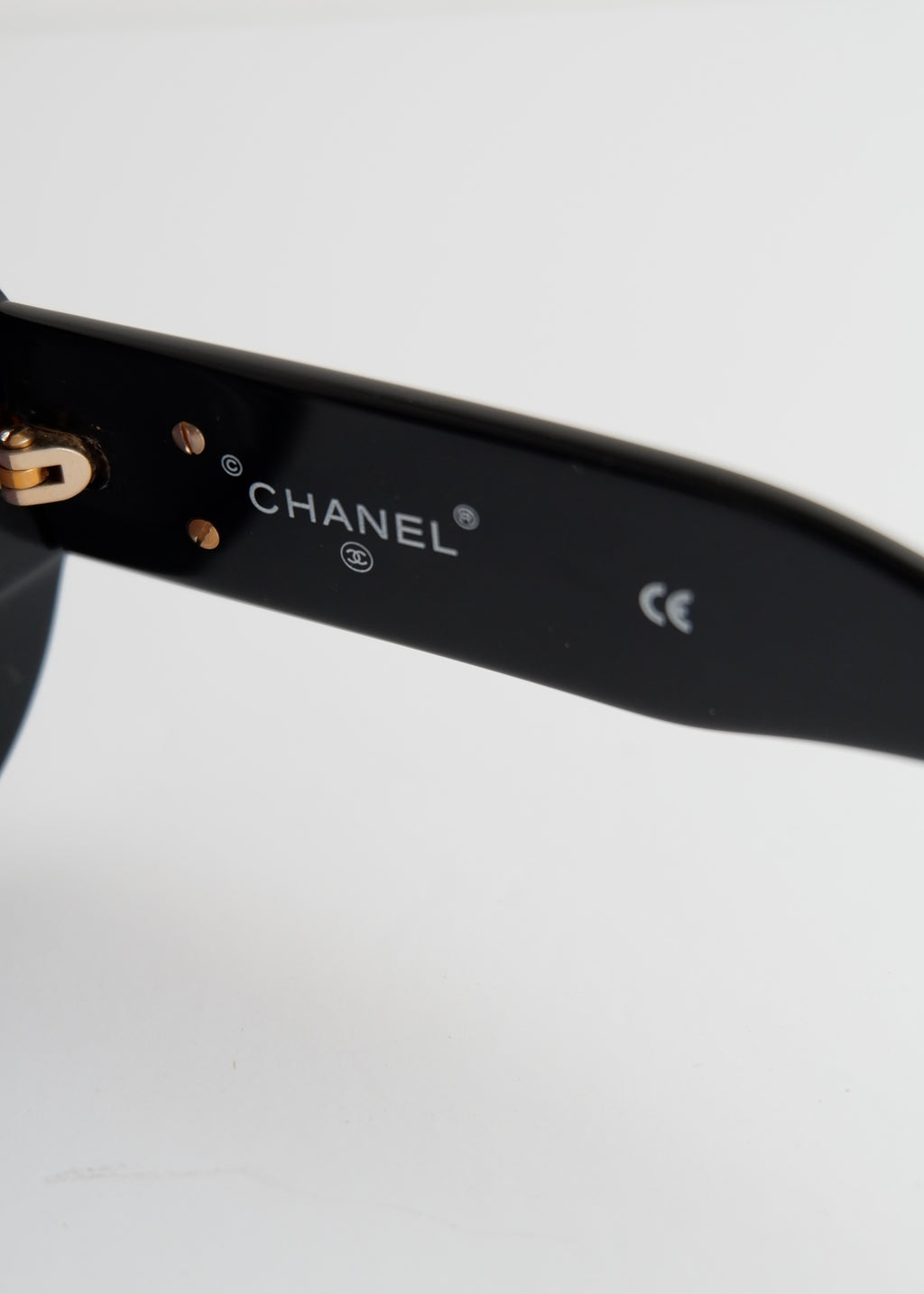 Preowned Vintage Chanel Black Round Rare "CHANEL PARIS" Sunglasses