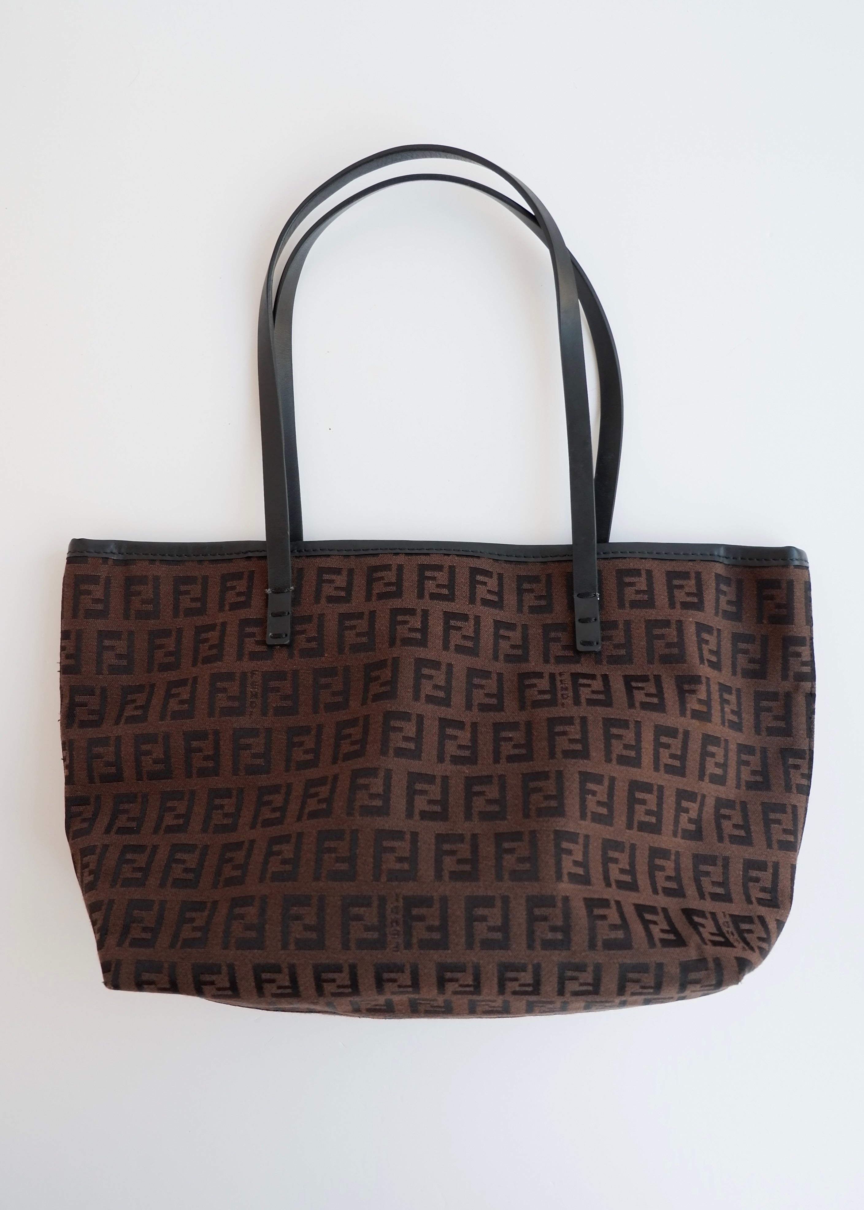 Authentique Petit Sac Fourre-tout Fendi Zucchino Marron Pré-adoré