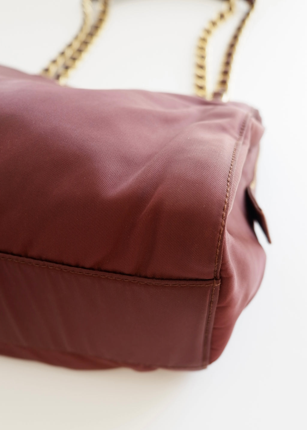 Preowned Prada Burgundy Nylon Chain Shoulder Tote