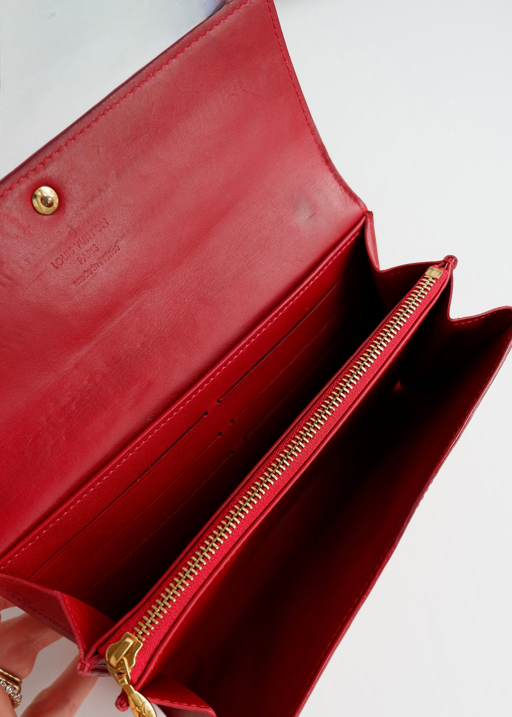 Authentic Preowned Louis Vuitton Red Monogram Vernis Long Sarah Wallet