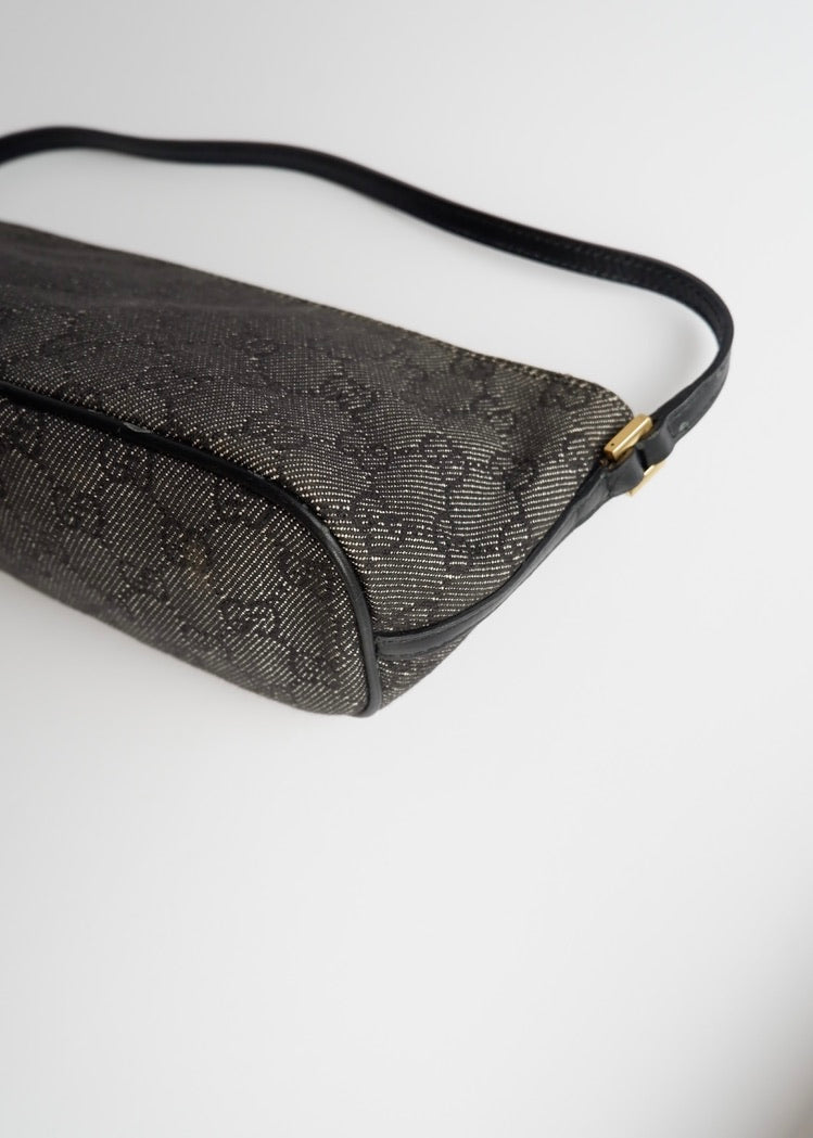 Authentic Preowned Gucci Black GG Canvas Boat Pochette