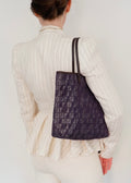 Preowned Fendi Navy Zucchino Denim/Leather Shoulder Tote