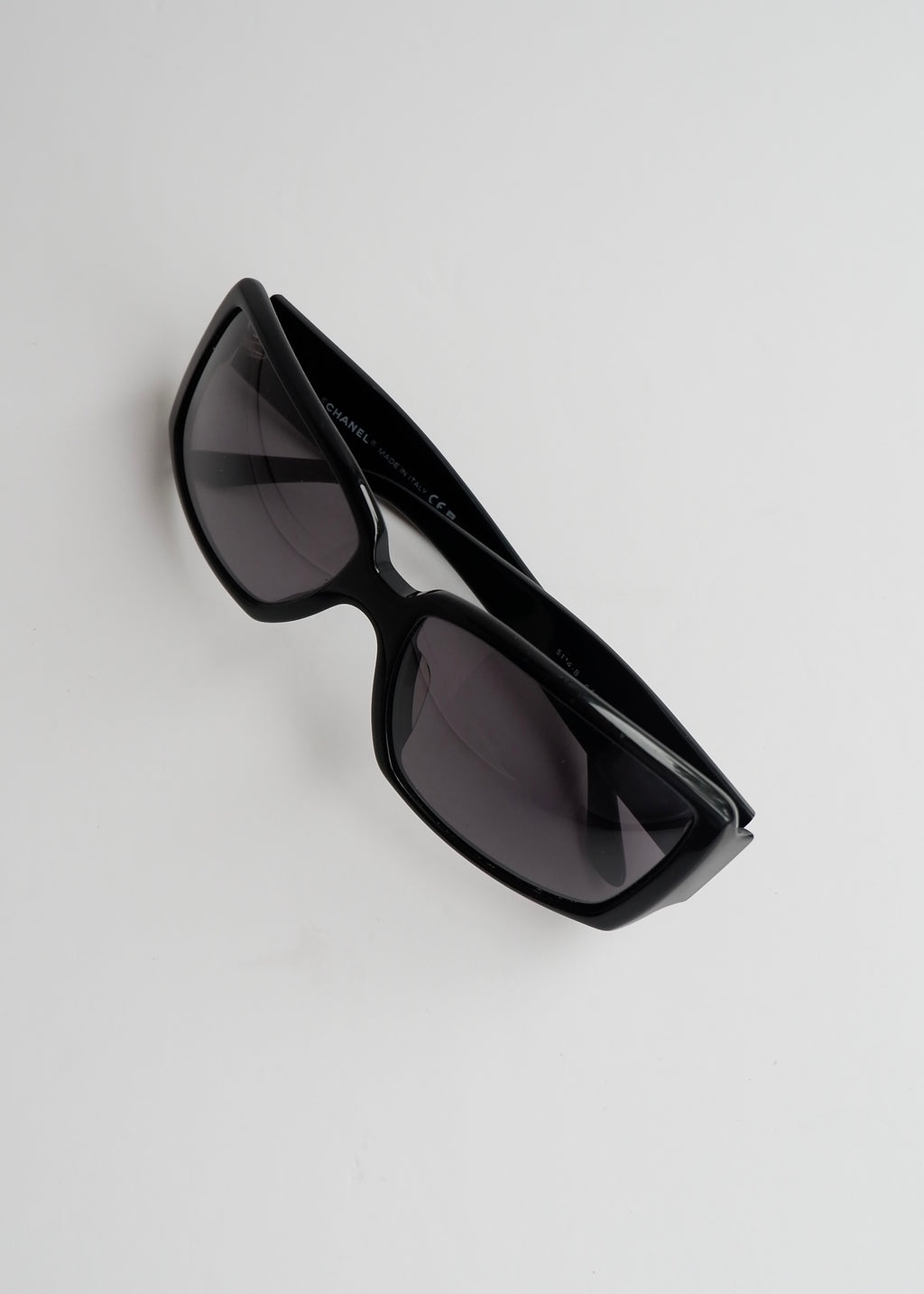 Authentic Preowned Chane Black Square Frame Rhinestone Sunglasses