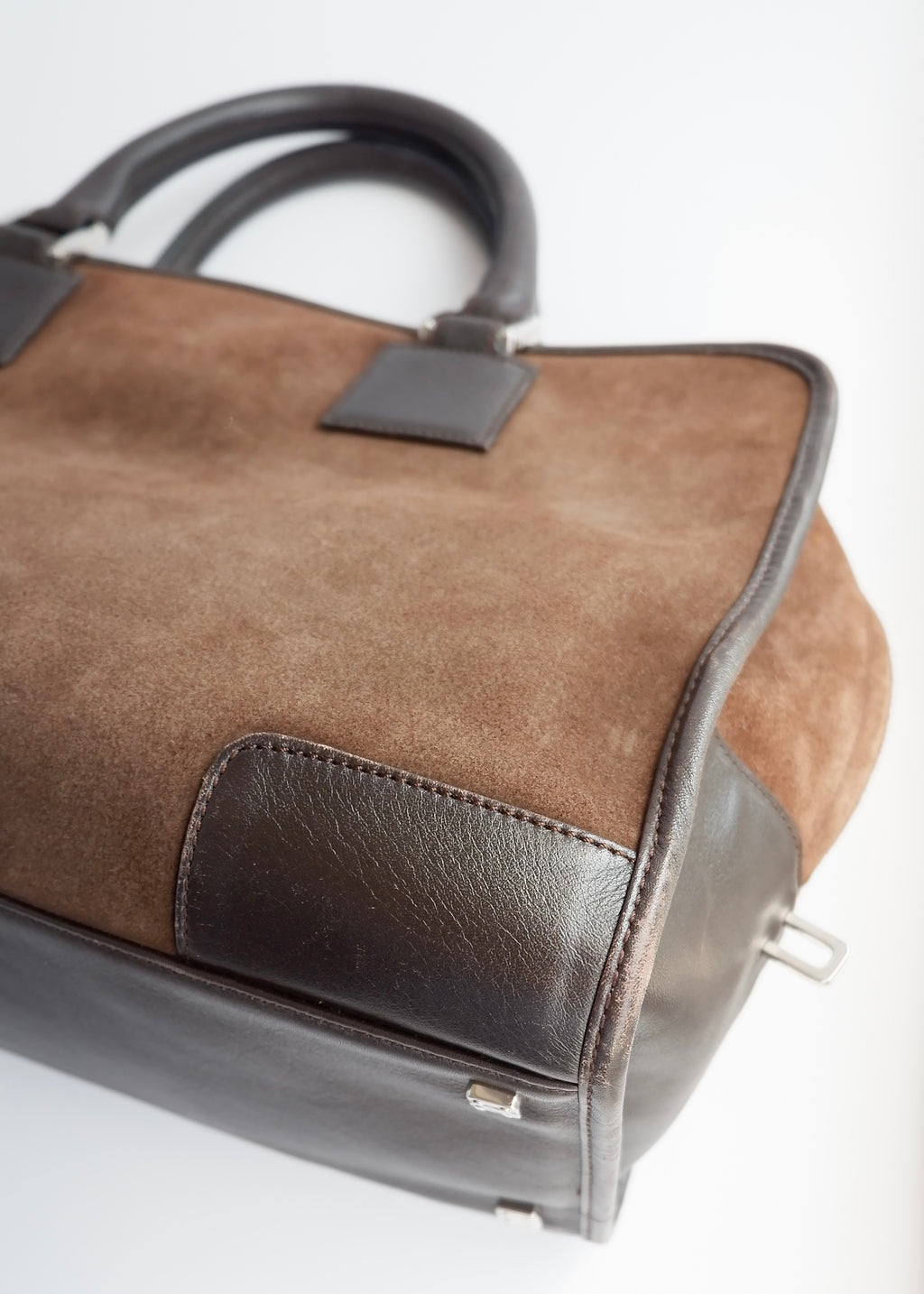 Authentique Sac à main vintage Loewe Amazona en daim et cuir marron pré-adoré