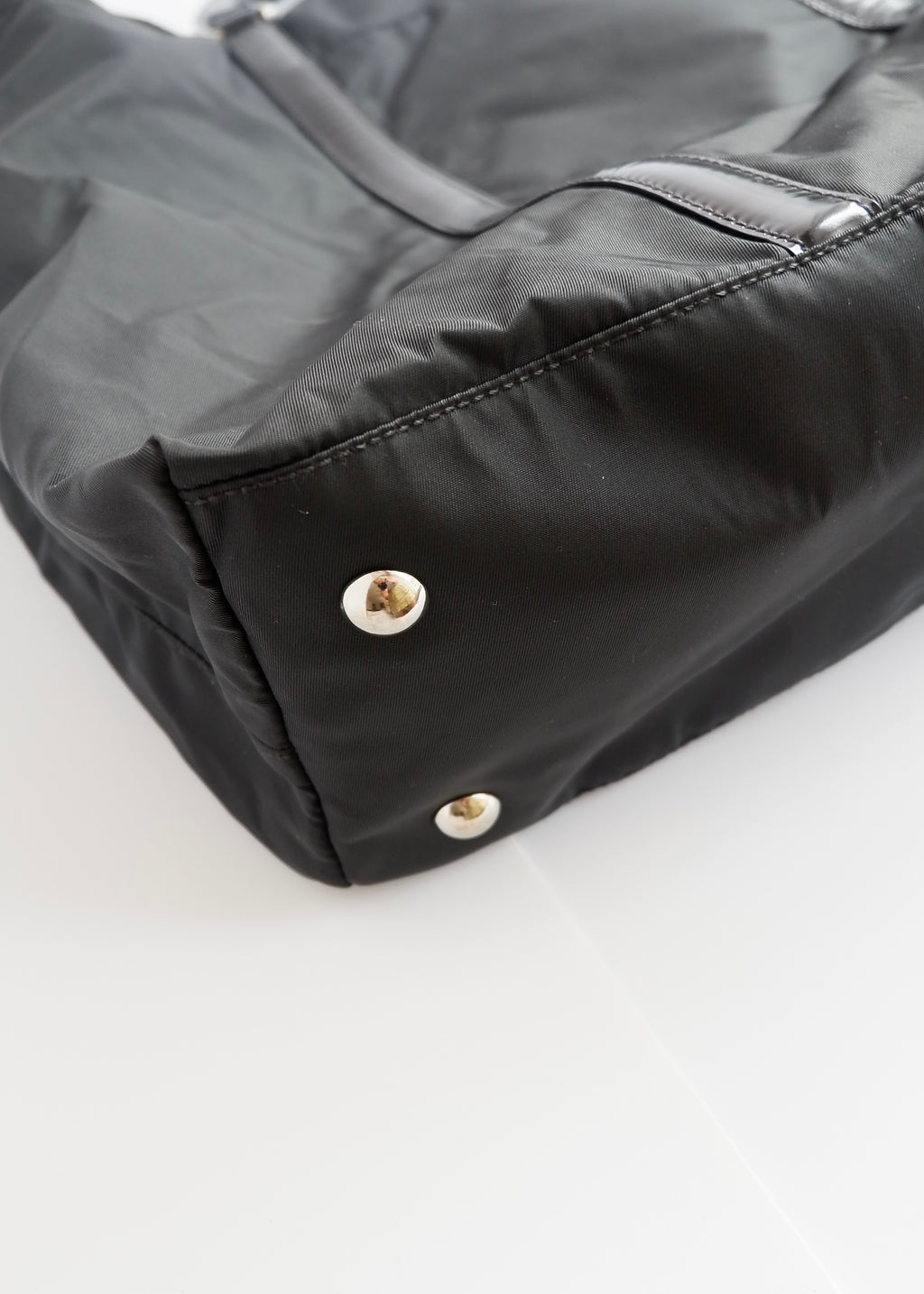 Preowned Prada Black Nylon/Leather Two Way Messenger Tote