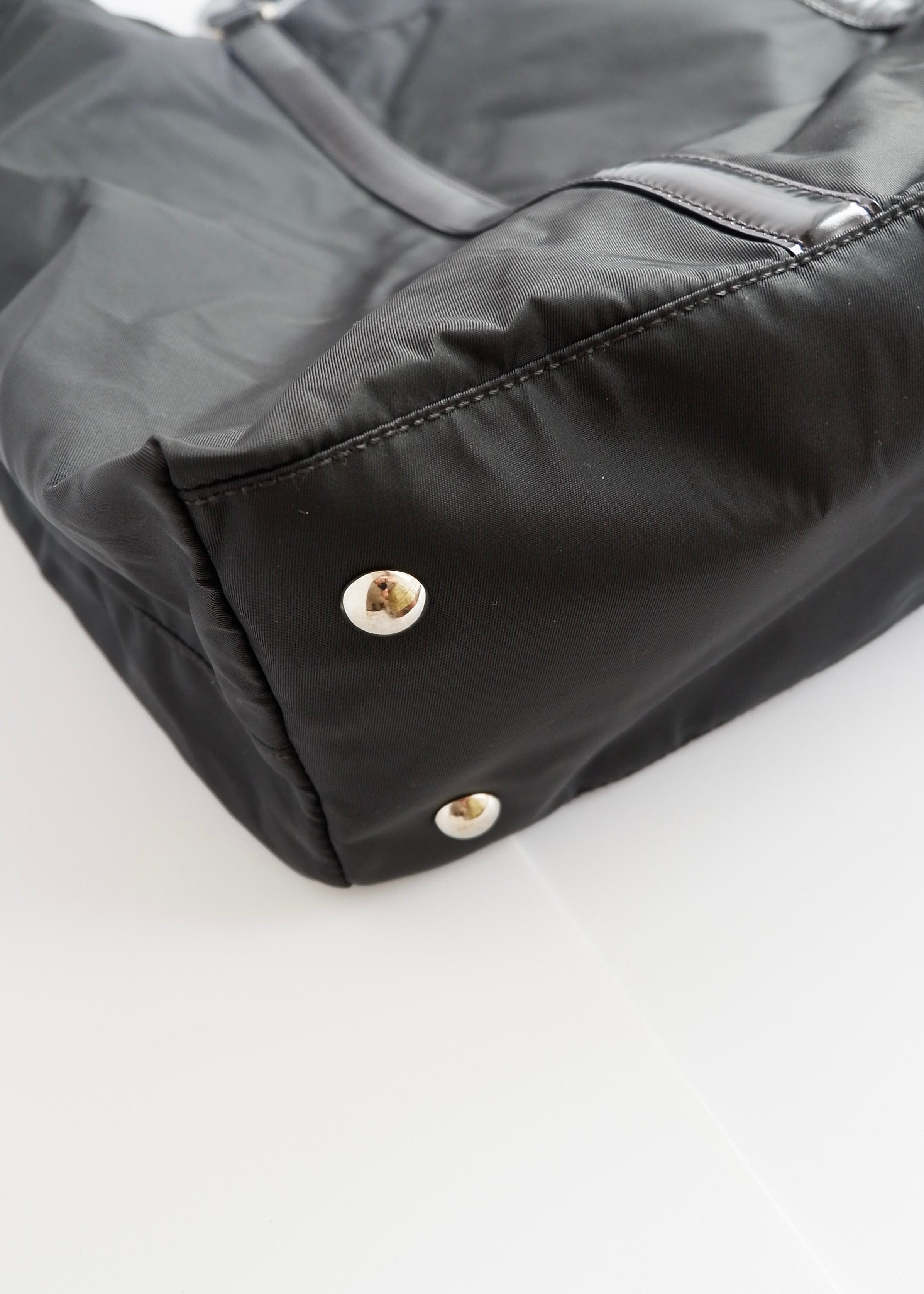 Preowned Prada Black Nylon/Leather Two Way Messenger Tote