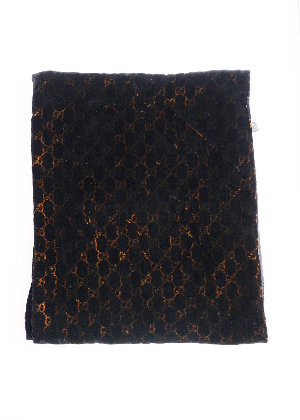 Authentic Preowned Gucci Black/Gold GG Logo Velvet Scarf