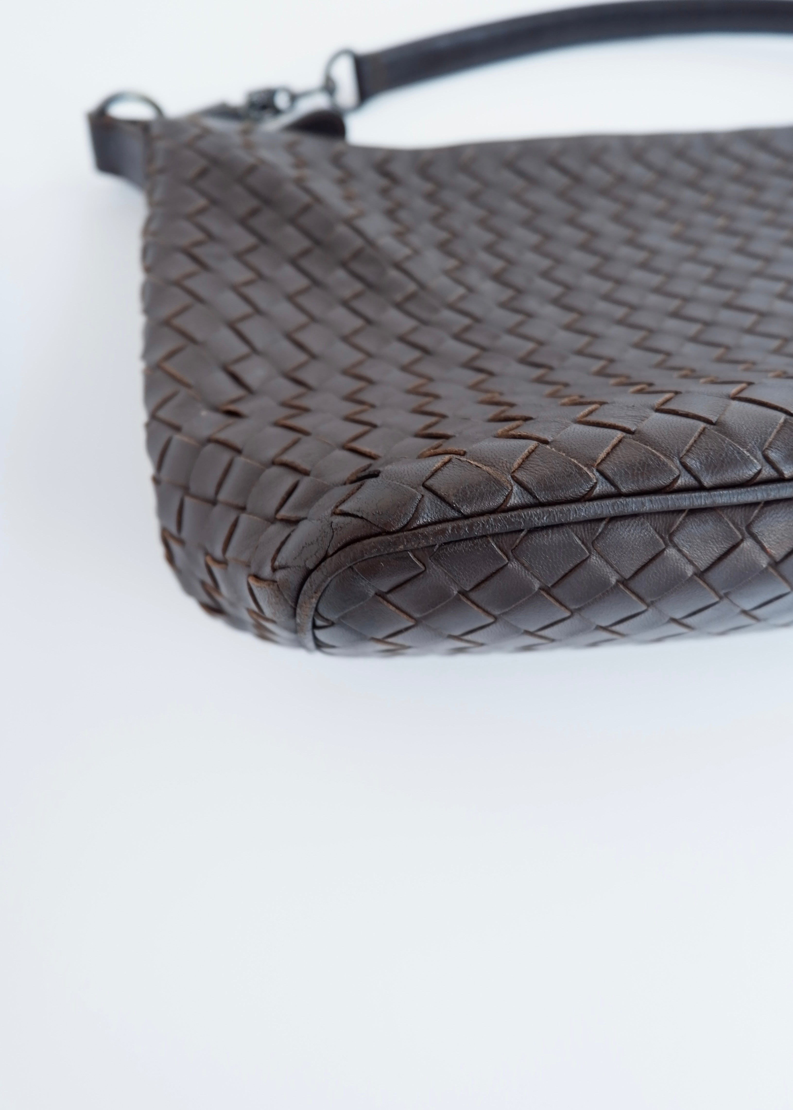 Sac porté épaule Bottega Veneta d'occasion en cuir marron authentique