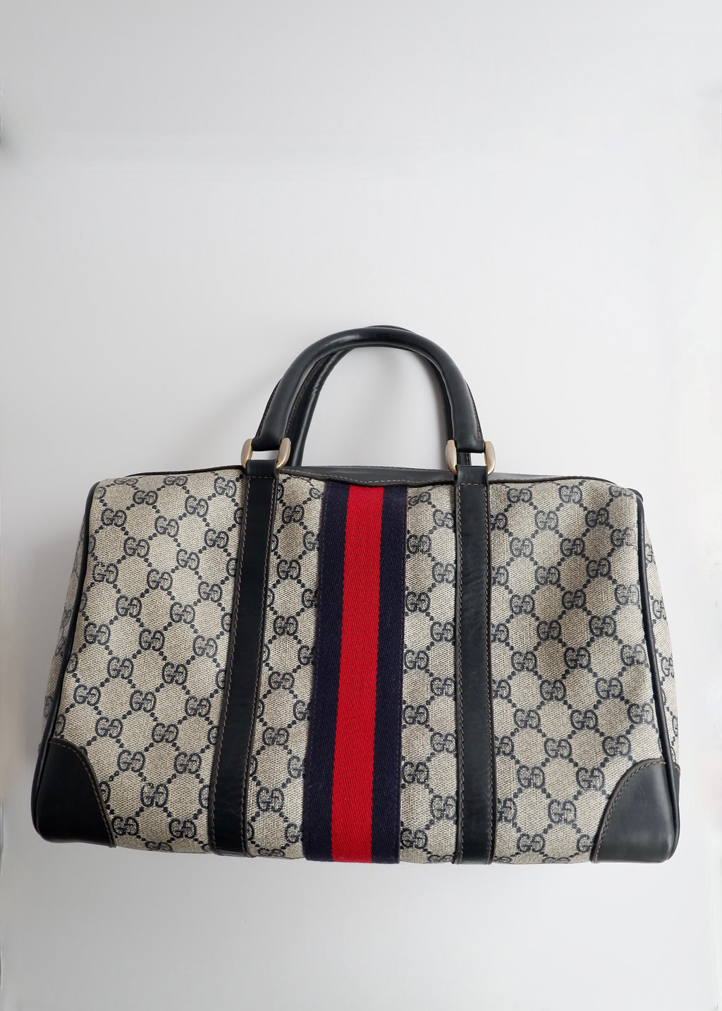 Authentic Preowned Vintage Gucci Navy Boston Bag